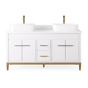Chans Furniture 9960WT-60 60"  Tennant Brand Vessel sink White Beatrice Double Sink Vanity