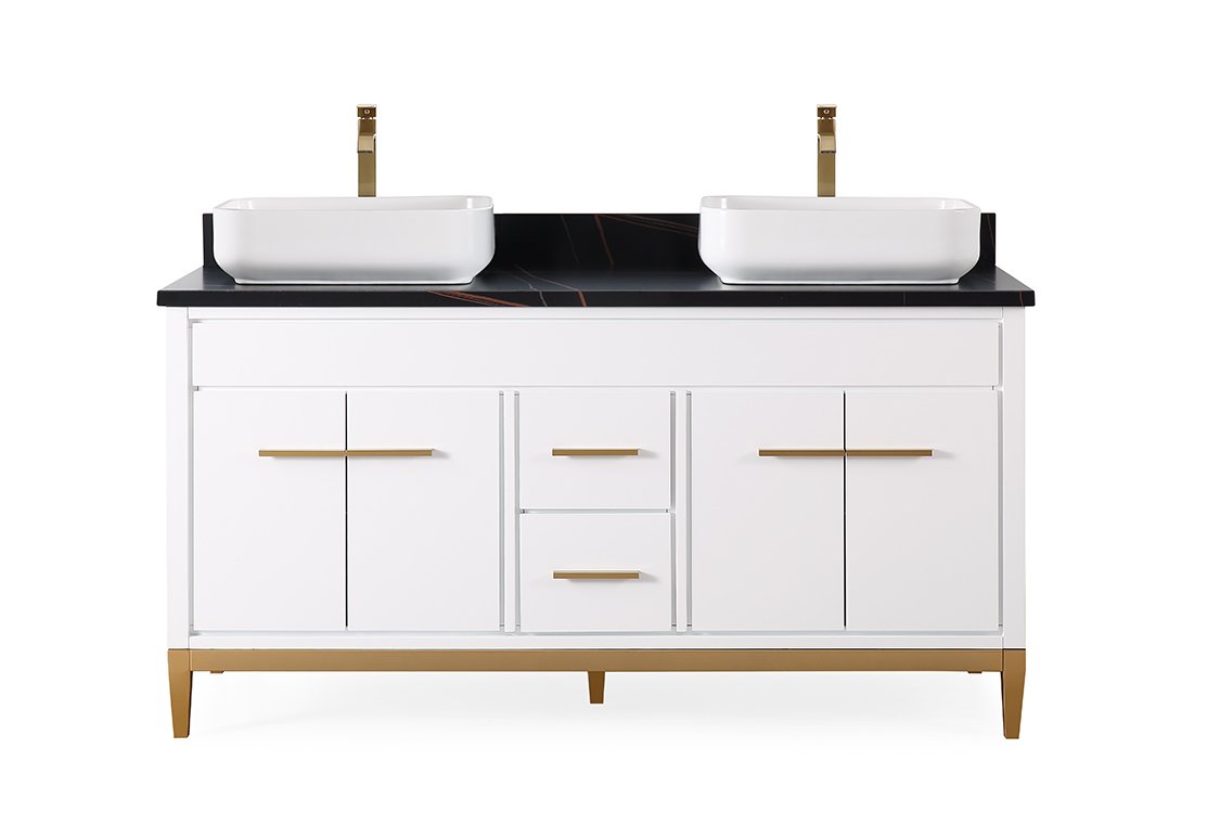 Chans Furniture 9960WT-60 60"  Tennant Brand Vessel sink White Beatrice Double Sink Vanity