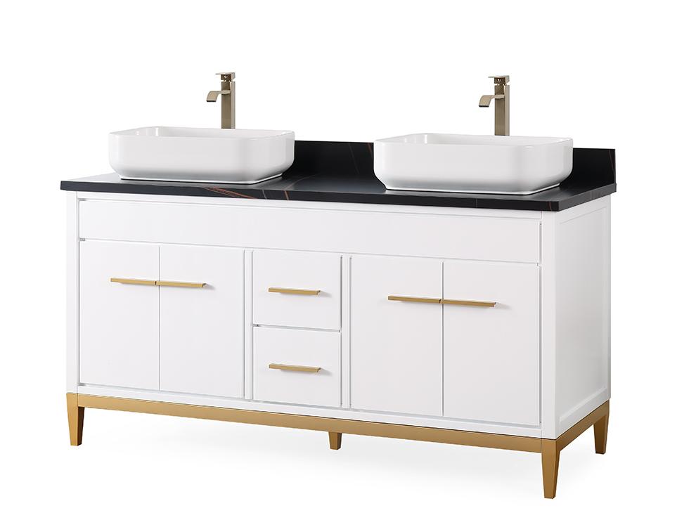 Chans Furniture 9960WT-60 60"  Tennant Brand Vessel sink White Beatrice Double Sink Vanity