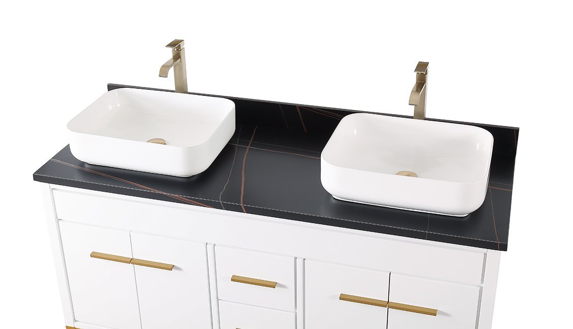 Chans Furniture 9960WT-60 60"  Tennant Brand Vessel sink White Beatrice Double Sink Vanity