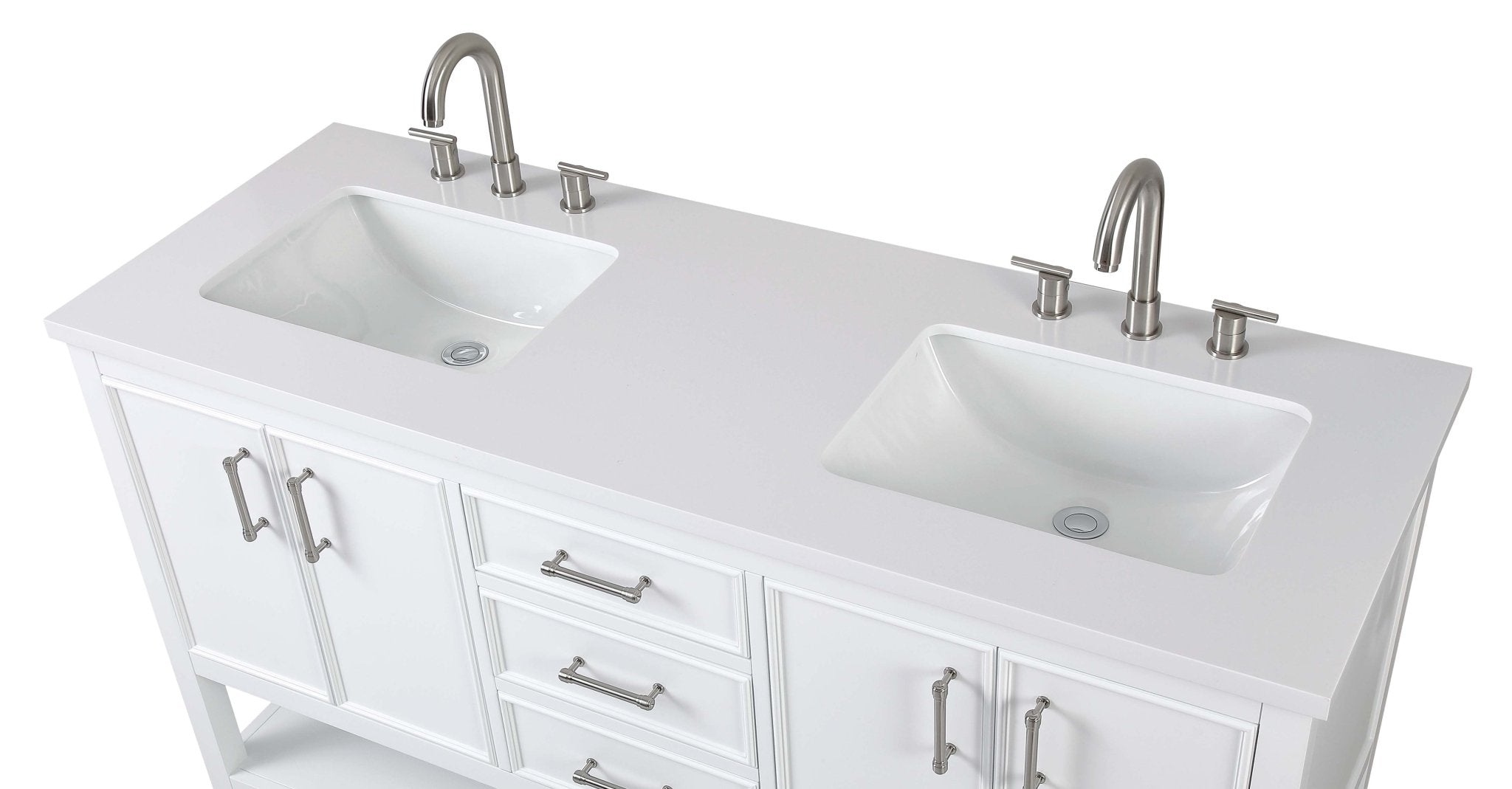 Chans Furniture QT-7330-W60 60"  Tennant Brand White Color Finish Double Sink Bathroom Vanity