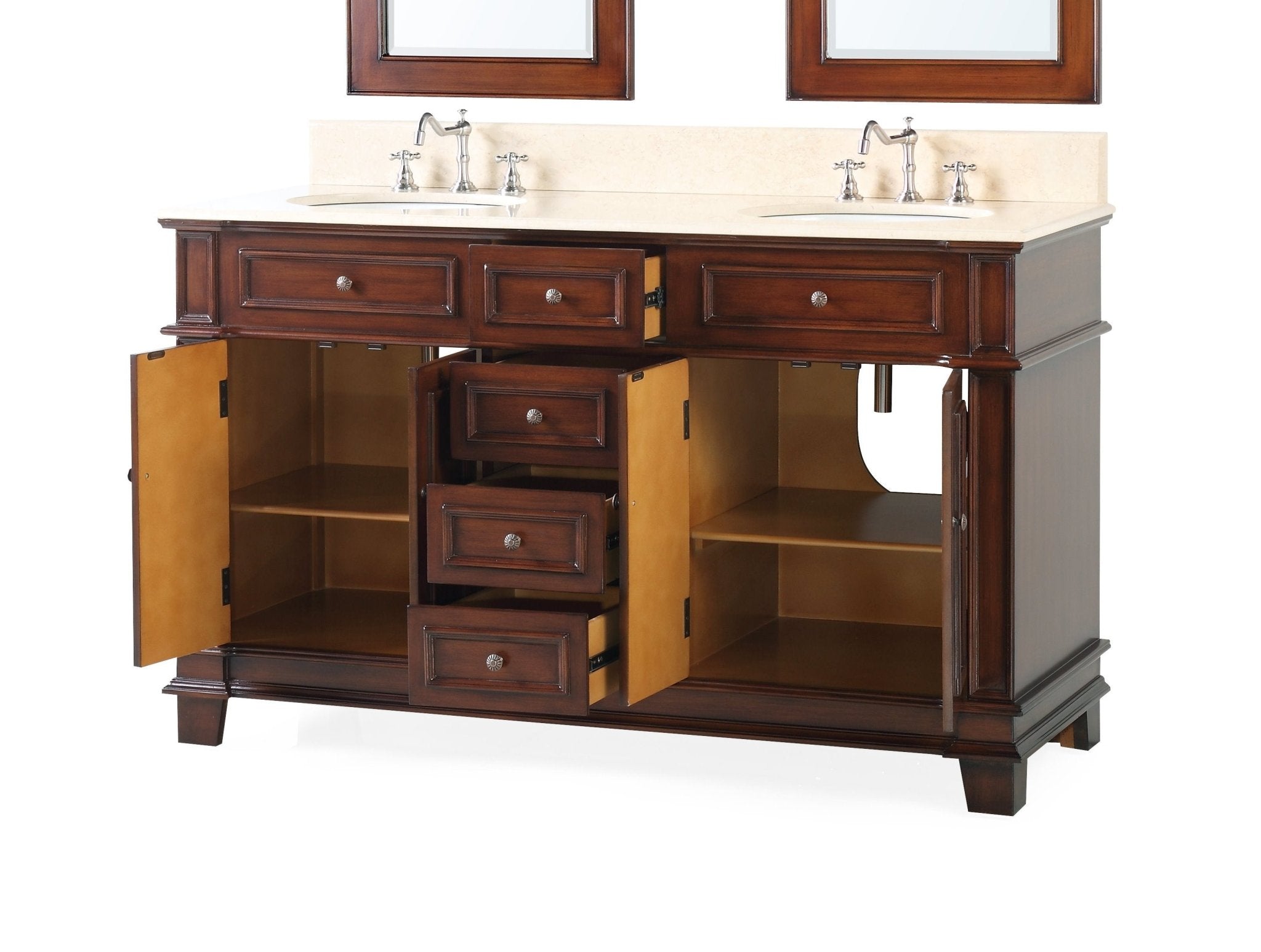 Chans Furniture CF-3048M-60 60" Timeless Classic Sanford Double Sink Bathroom Vanity