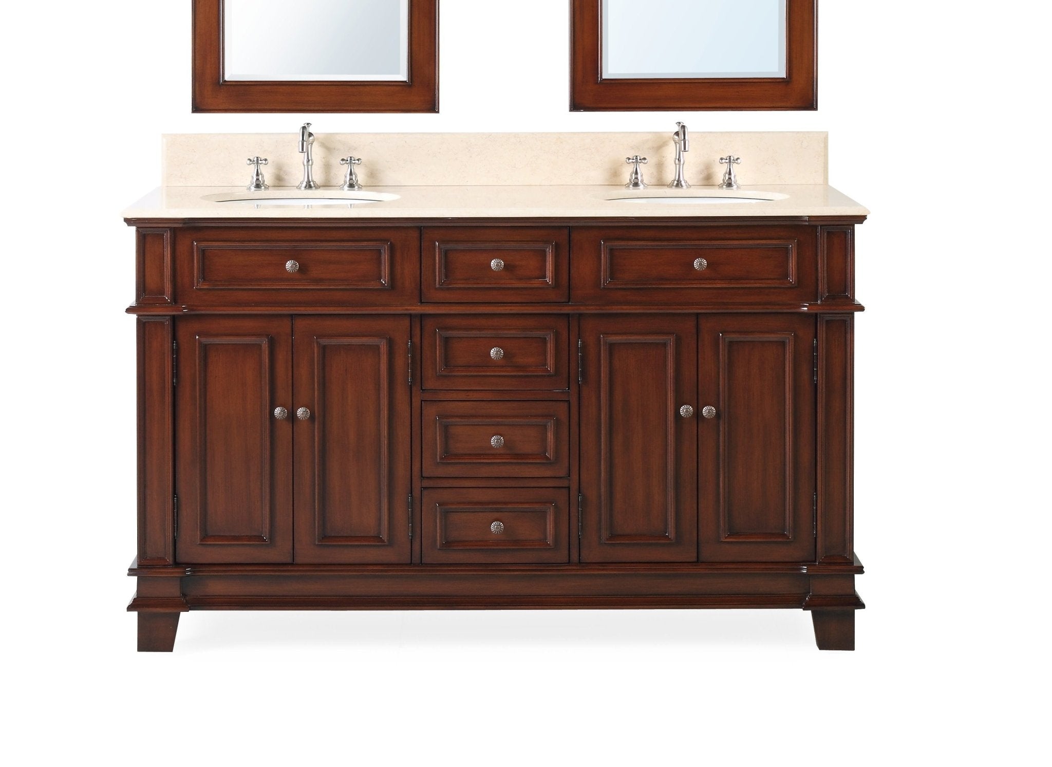 Chans Furniture CF-3048M-60 60" Timeless Classic Sanford Double Sink Bathroom Vanity