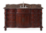 Chans Furniture GD-4437SB-60 60 inch Antique Style Cherry Wood Hopkinton Bathroom Sink Vanity With Baltic Brown Top