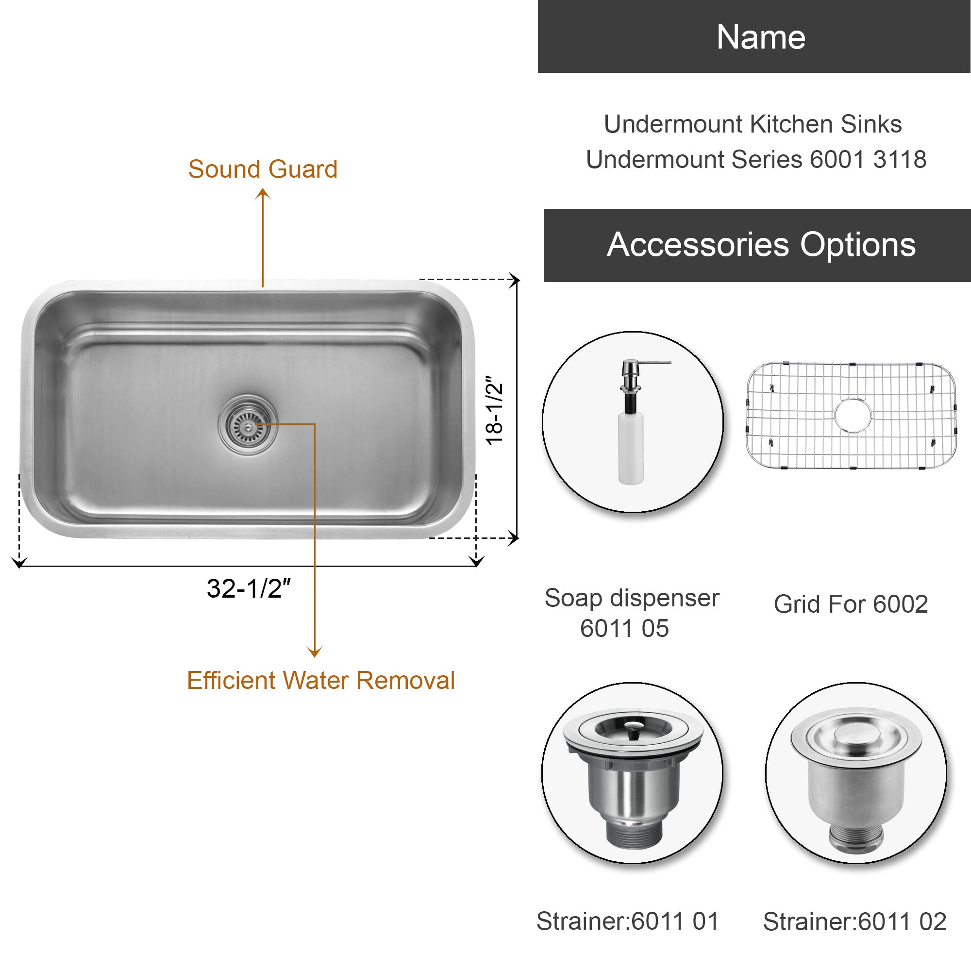 Undermount Kitchen Sinks Undermount Series 6001 3118