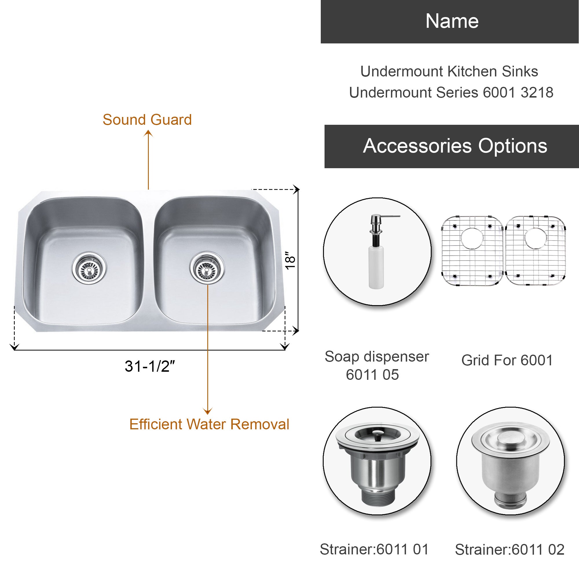 Undermount Kitchen Sinks Undermount Series 6001 3218