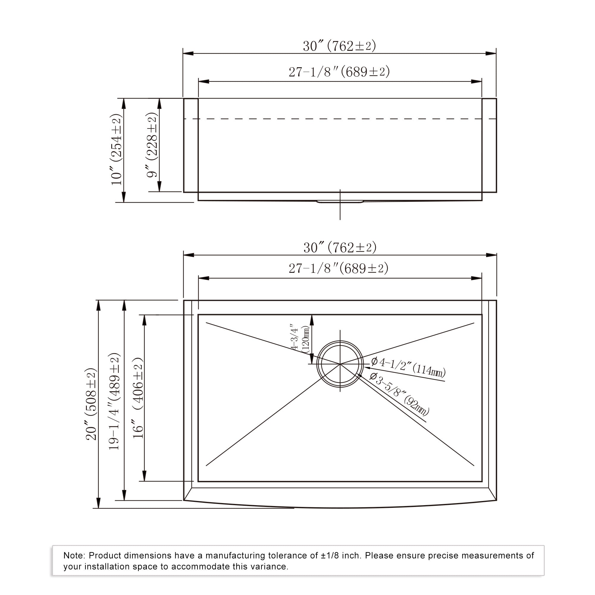 Undermount Kitchen Sinks Handcrafted Series-6002 3020