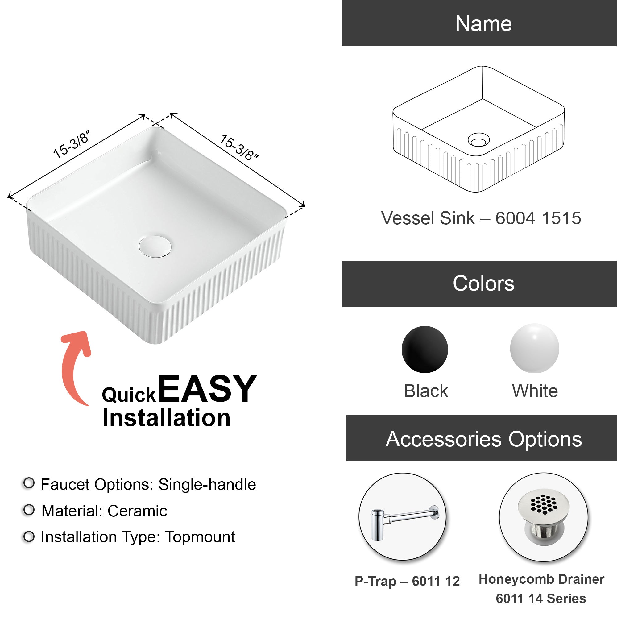 Bathroom Vessel Sink - 6004 1515