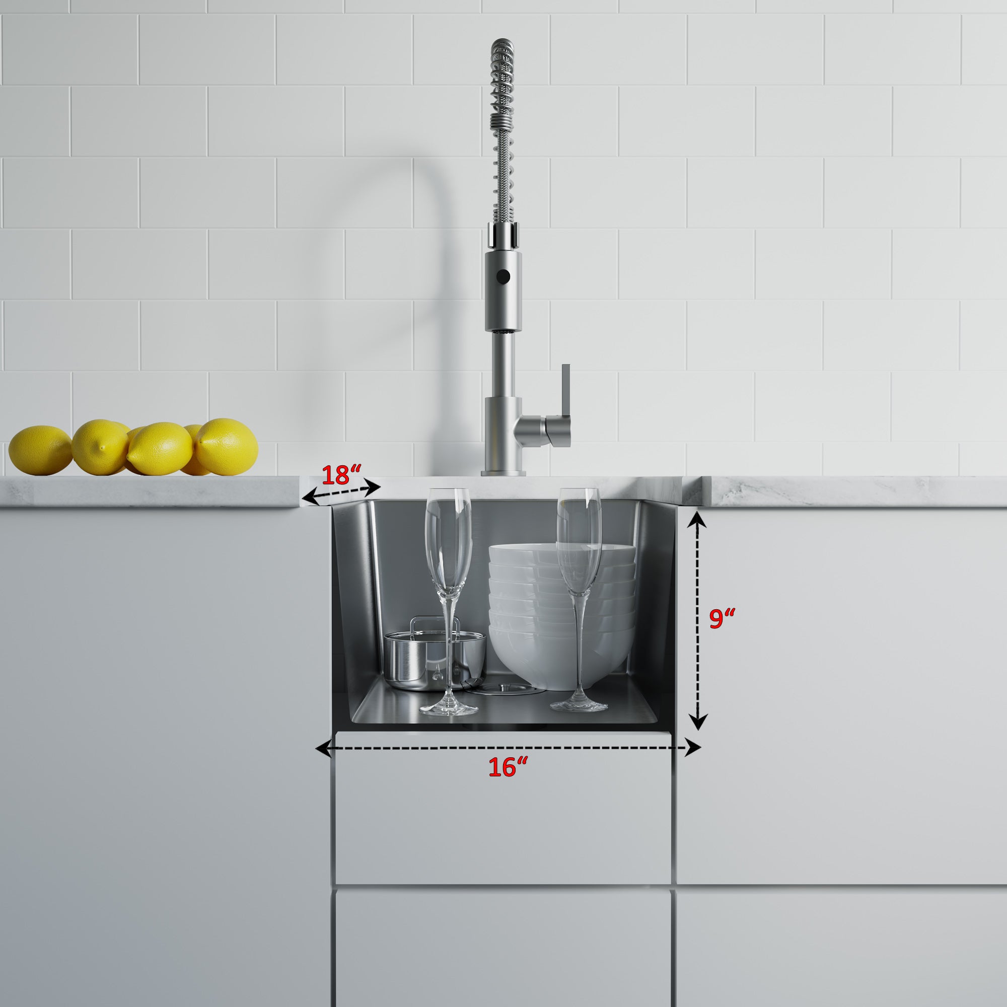 Undermount Kitchen Sinks Handcrafted Small-Radius Corner (R10) Series 6005 1618