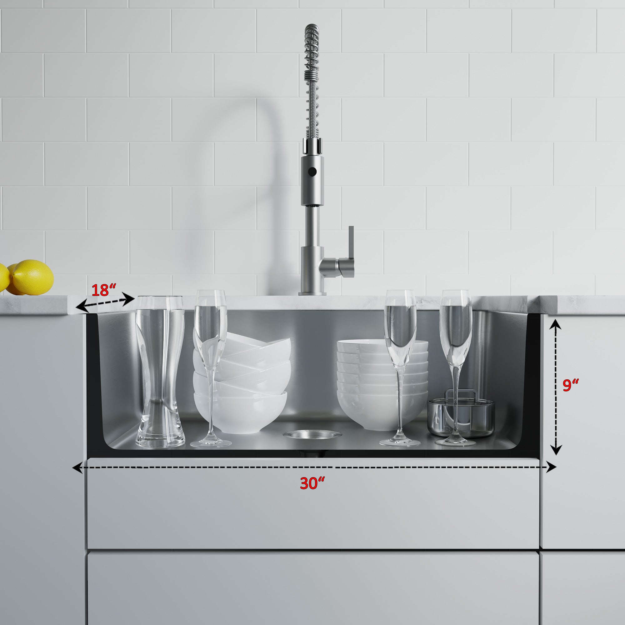 Undermount Kitchen Sinks Handcrafted Small-Radius Corner (R25) Series 6005 3018