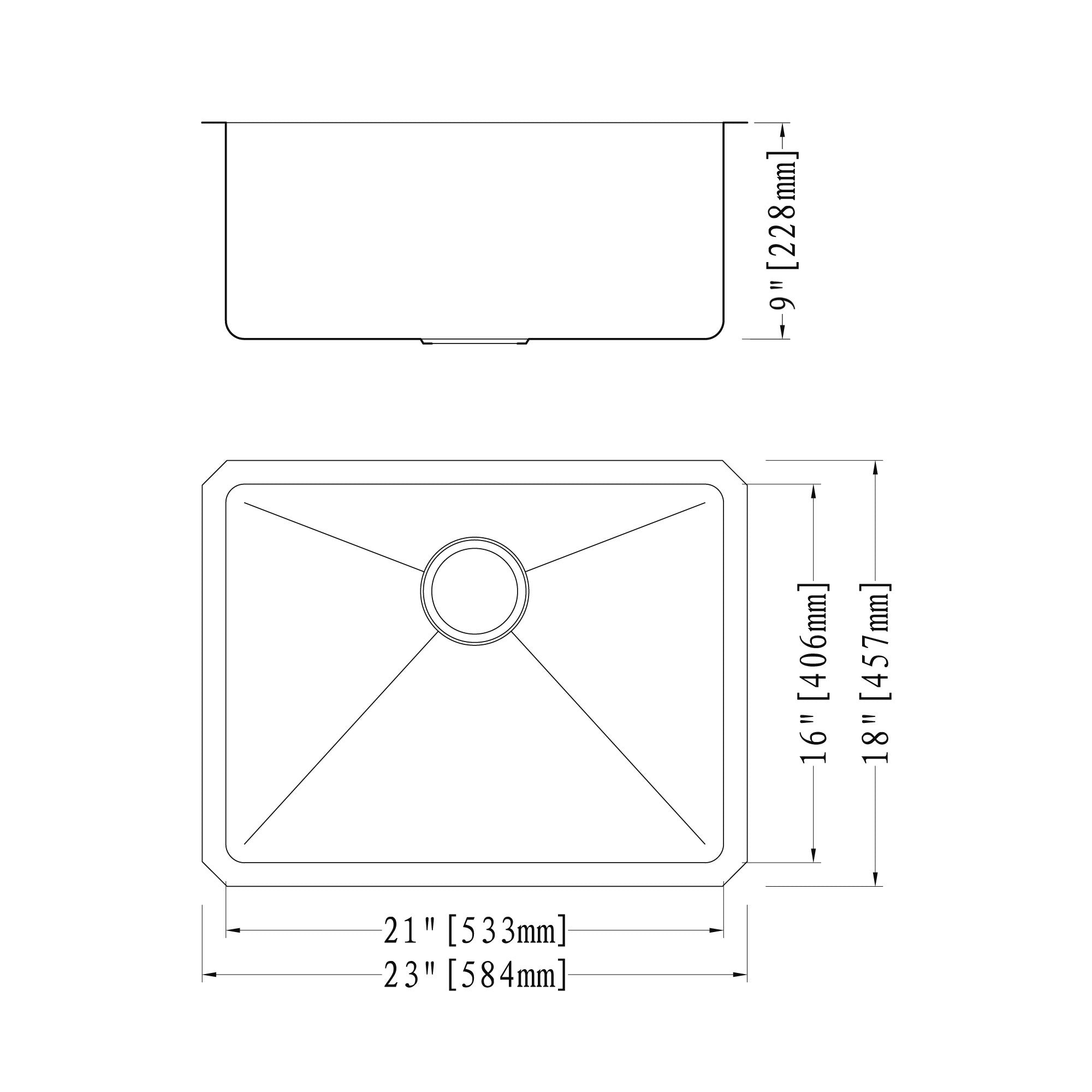 Undermount Kitchen Sinks Handcrafted Small-Radius Corner Series-6008 2318C
