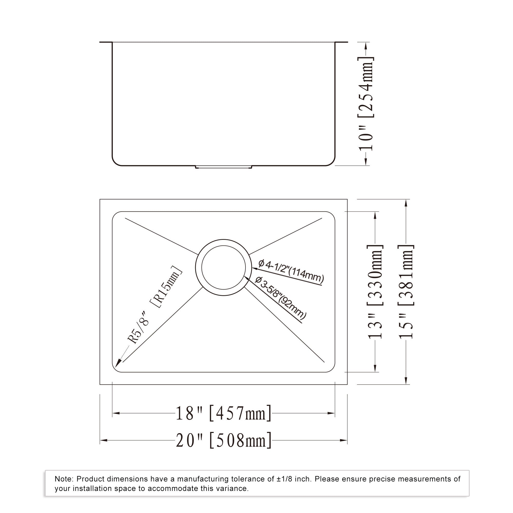 Undermount Kitchen Sinks Handcrafted Small-Radius Corner Series-6008 2015
