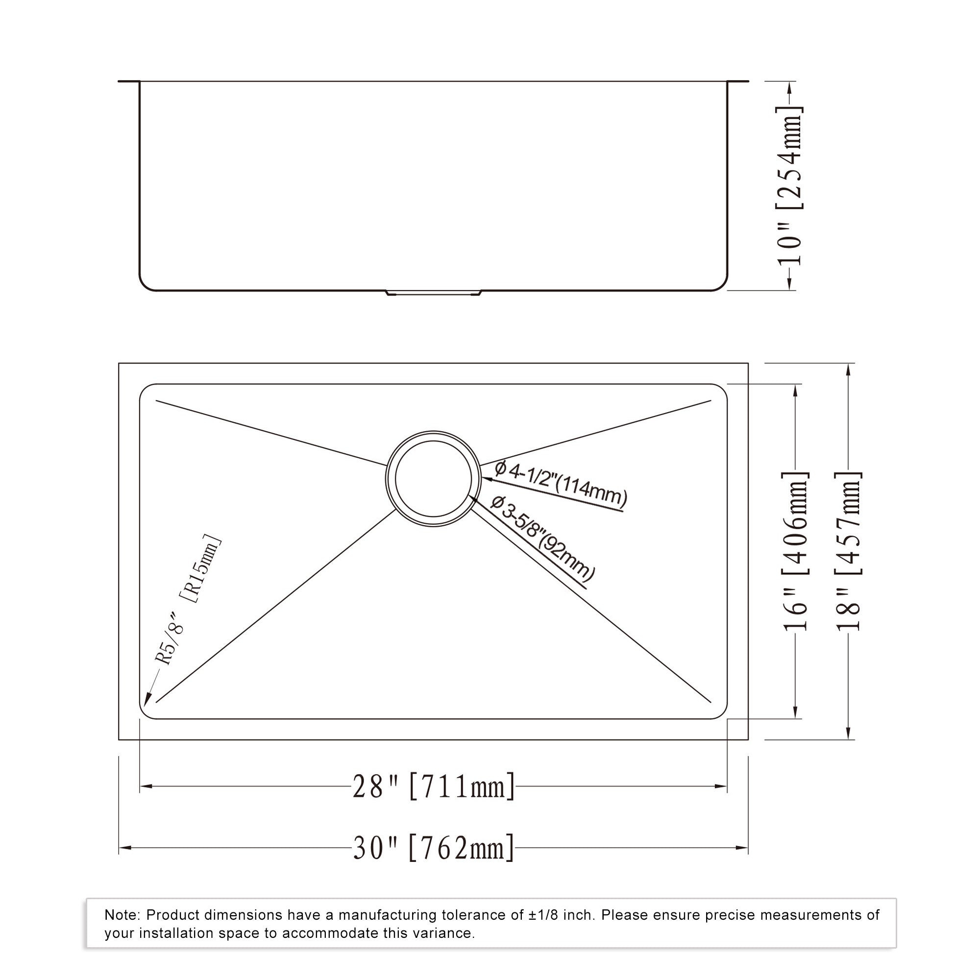 Undermount Kitchen Sinks Handcrafted Small-Radius Corner Series-6008 3018