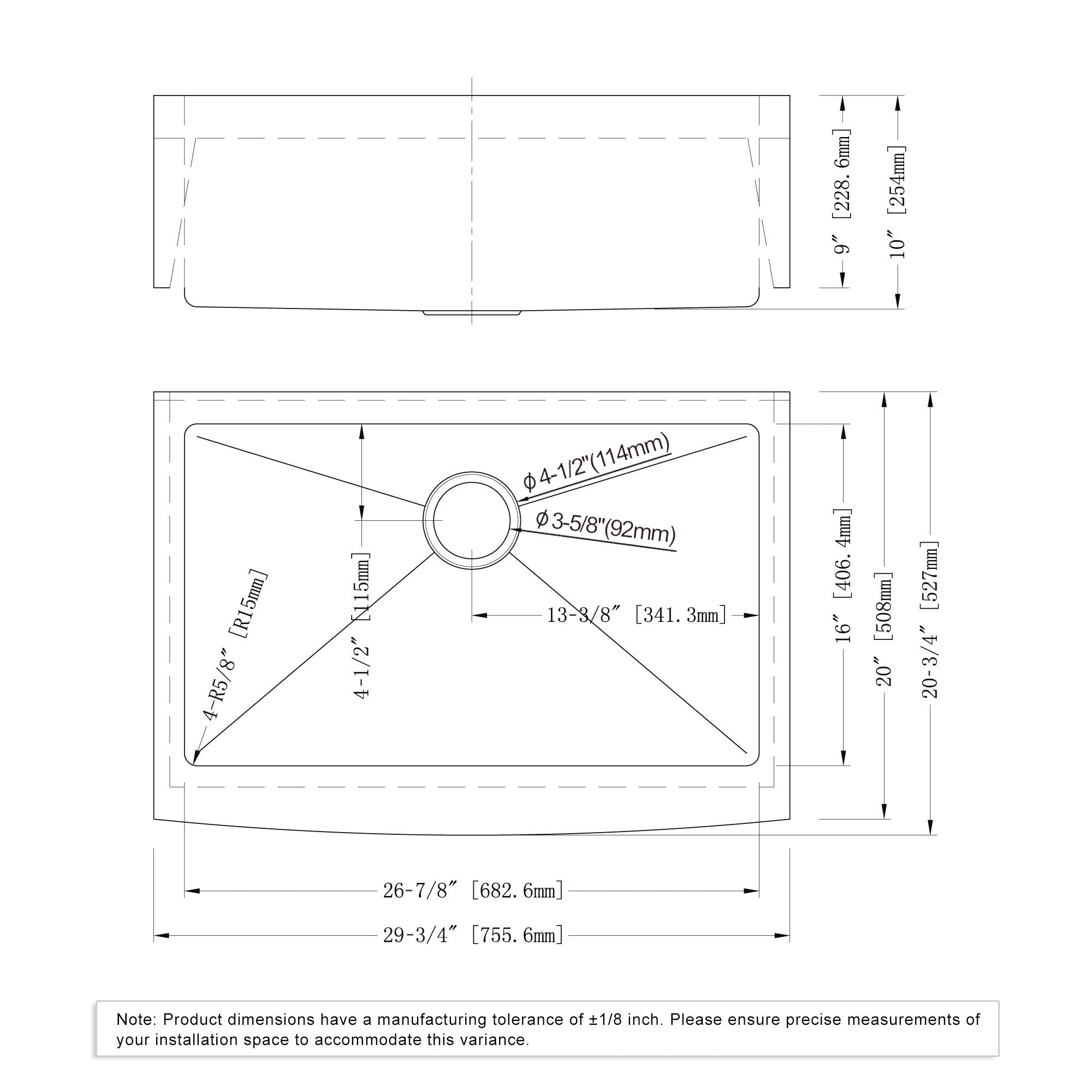 Undermount Kitchen Sinks Handcrafted Small-Radius Corner Series-6008 3021