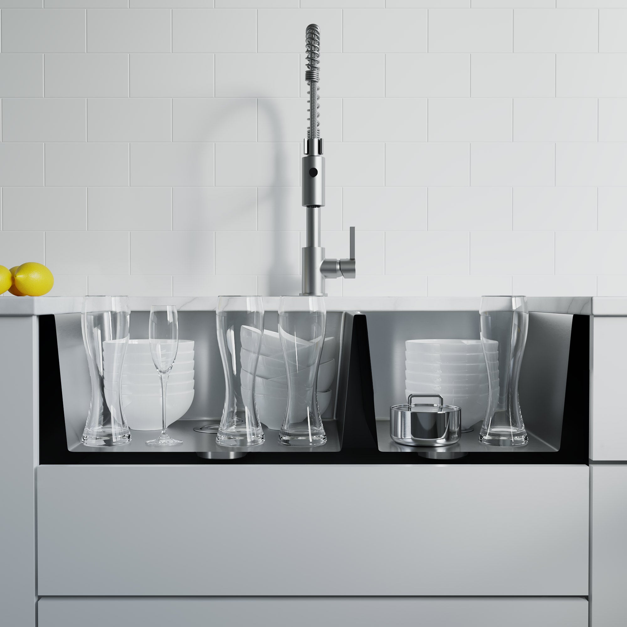 Undermount Kitchen Sinks Handcrafted Small-Radius Corner Series-6008 3620D