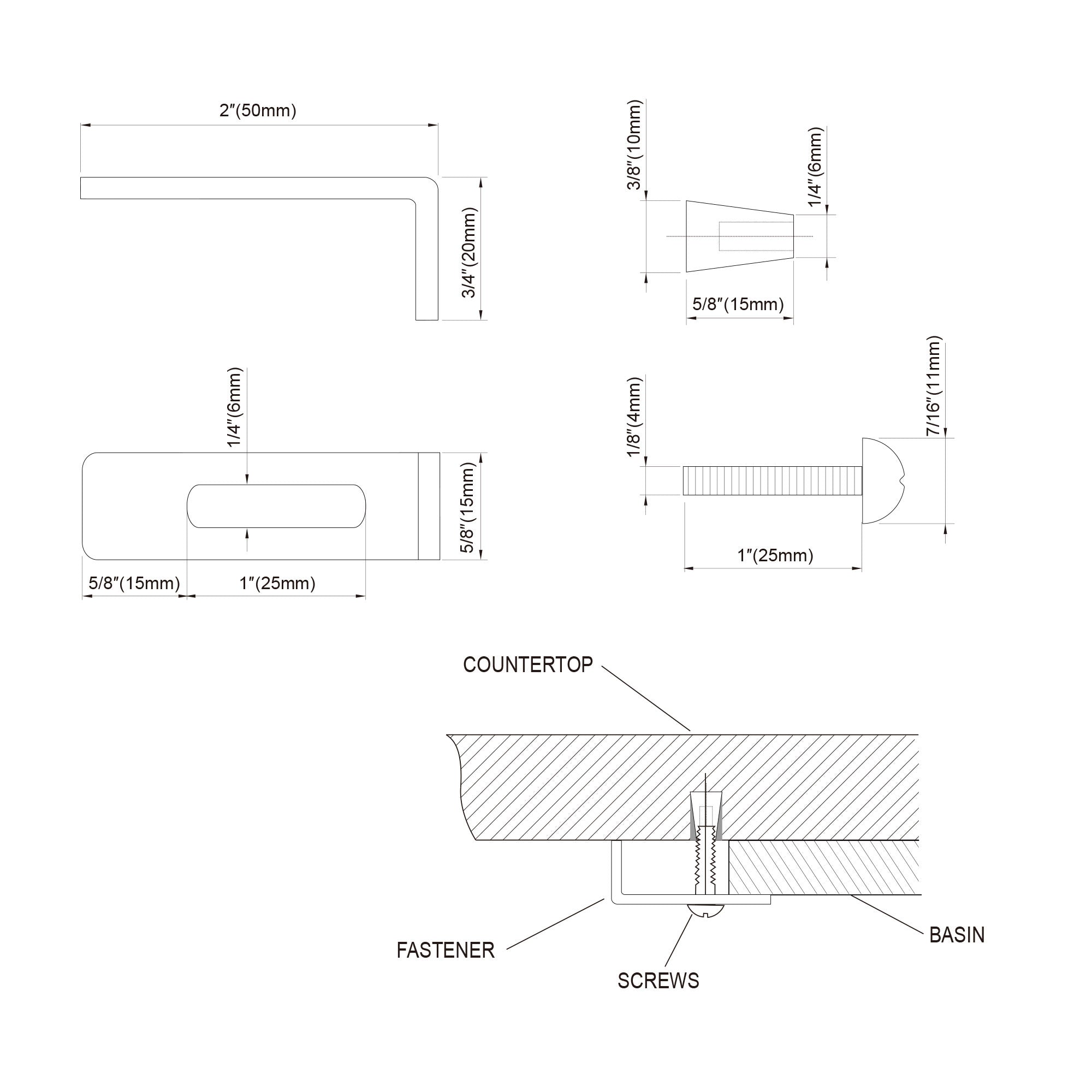 Clips and Screws for Counter top - 6011 10