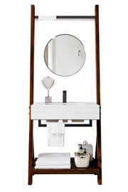 James Martin Lakeside 30" Single Vanity in Mid-Century Walnut with Arctic Fall Solid Surface Top