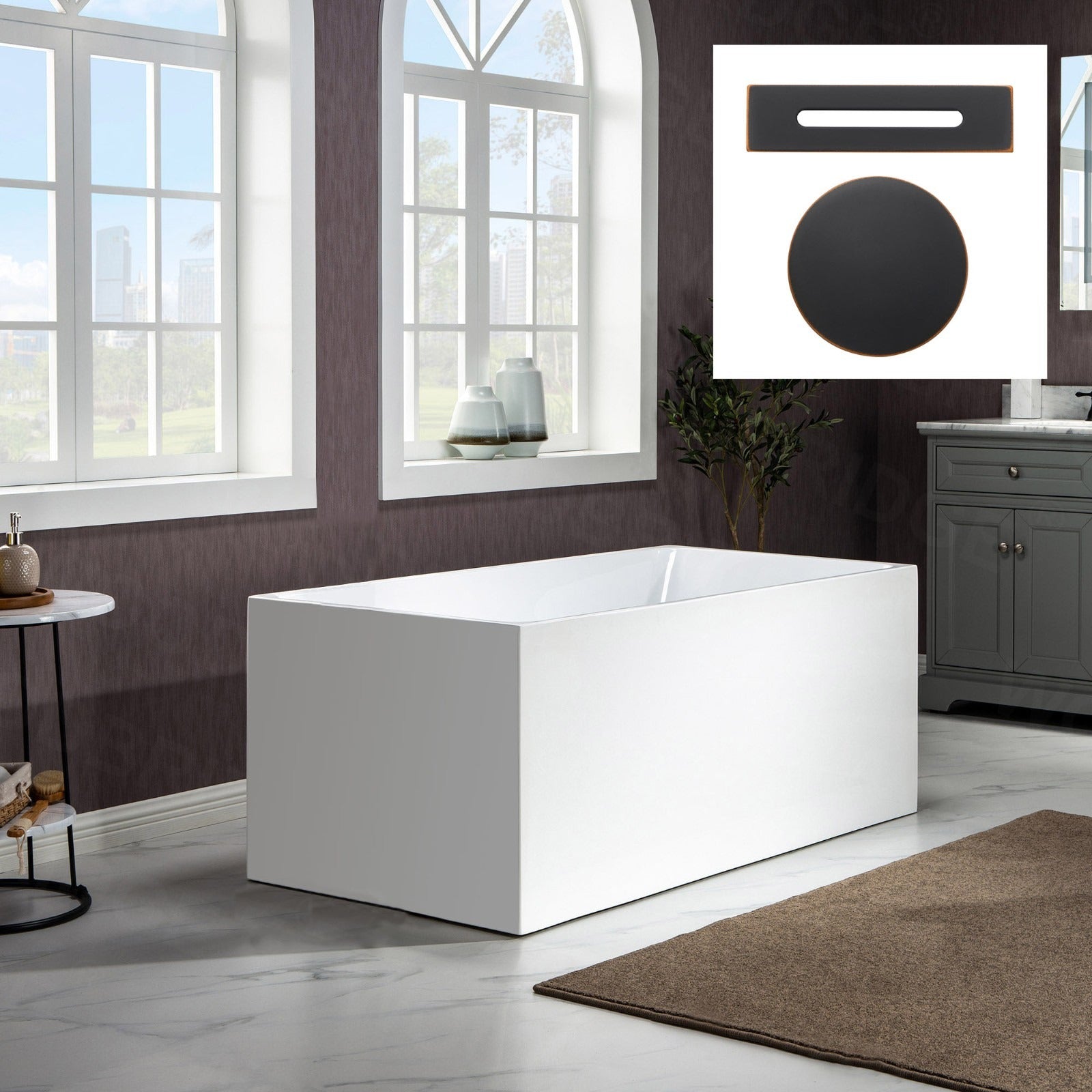 WOODBRIDGE 67" Acrylic Freestanding Contemporary Soaking Bathtub with Drain & Overflow – B-0086 Series