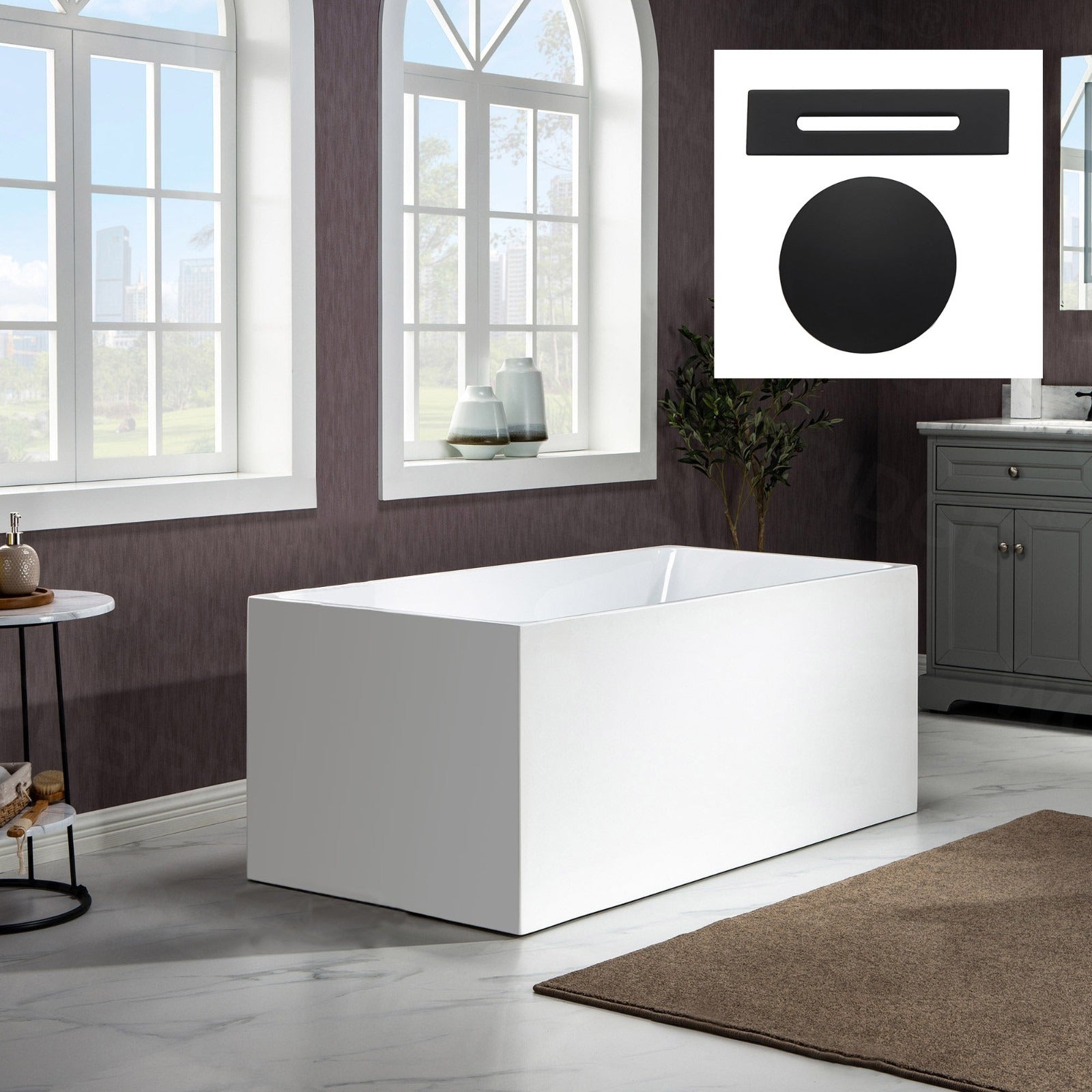 WOODBRIDGE 67" Acrylic Freestanding Contemporary Soaking Bathtub with Drain & Overflow – B-0086 Series