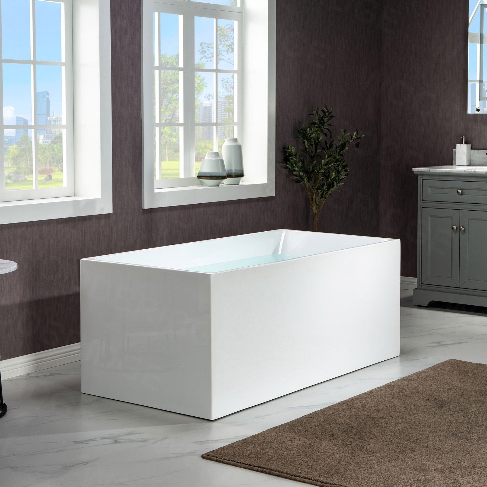 WOODBRIDGE 67" Acrylic Freestanding Contemporary Soaking Bathtub with Drain & Overflow – B-0086 Series