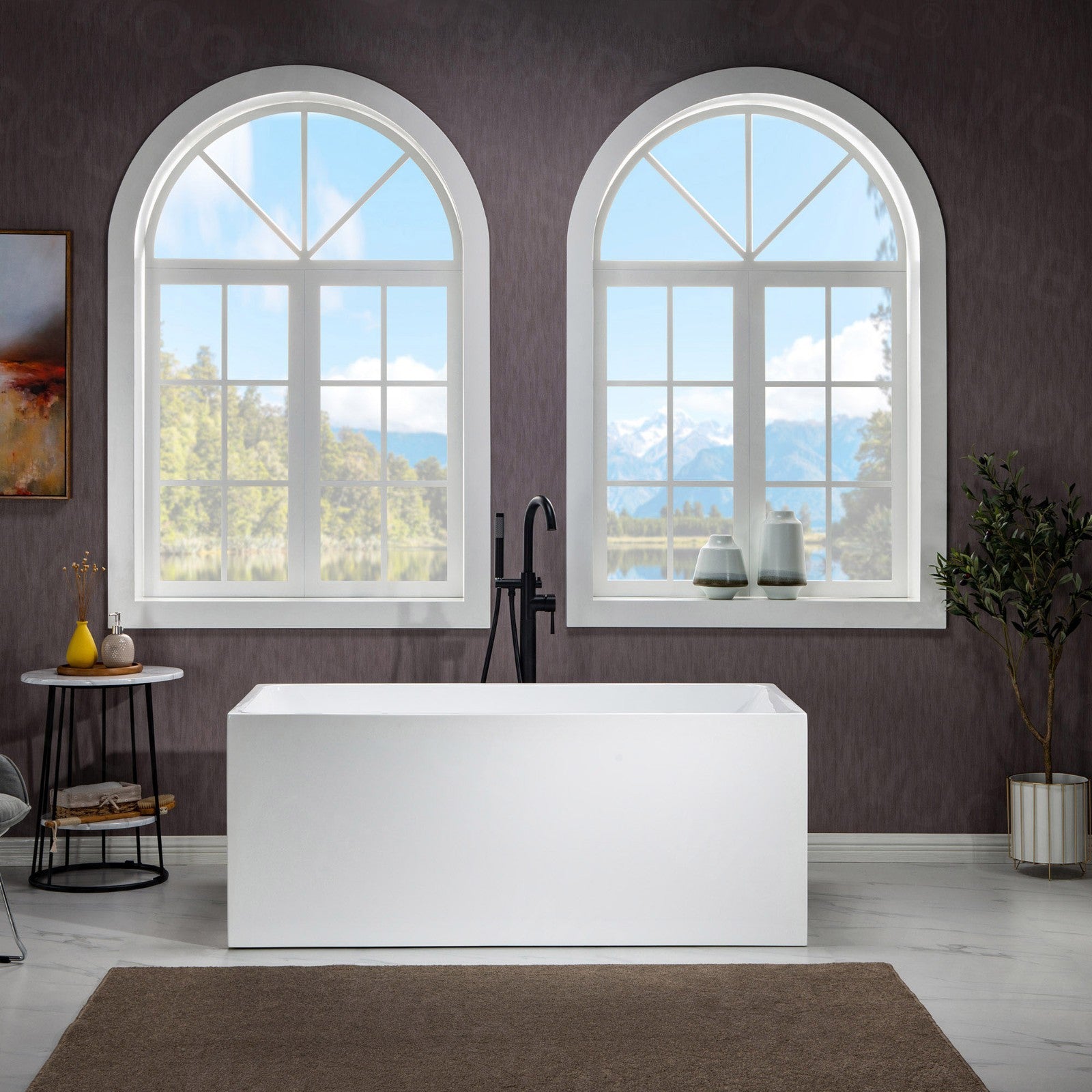 WOODBRIDGE 67" Acrylic Freestanding Contemporary Soaking Bathtub with Drain & Overflow – B-0086 Series