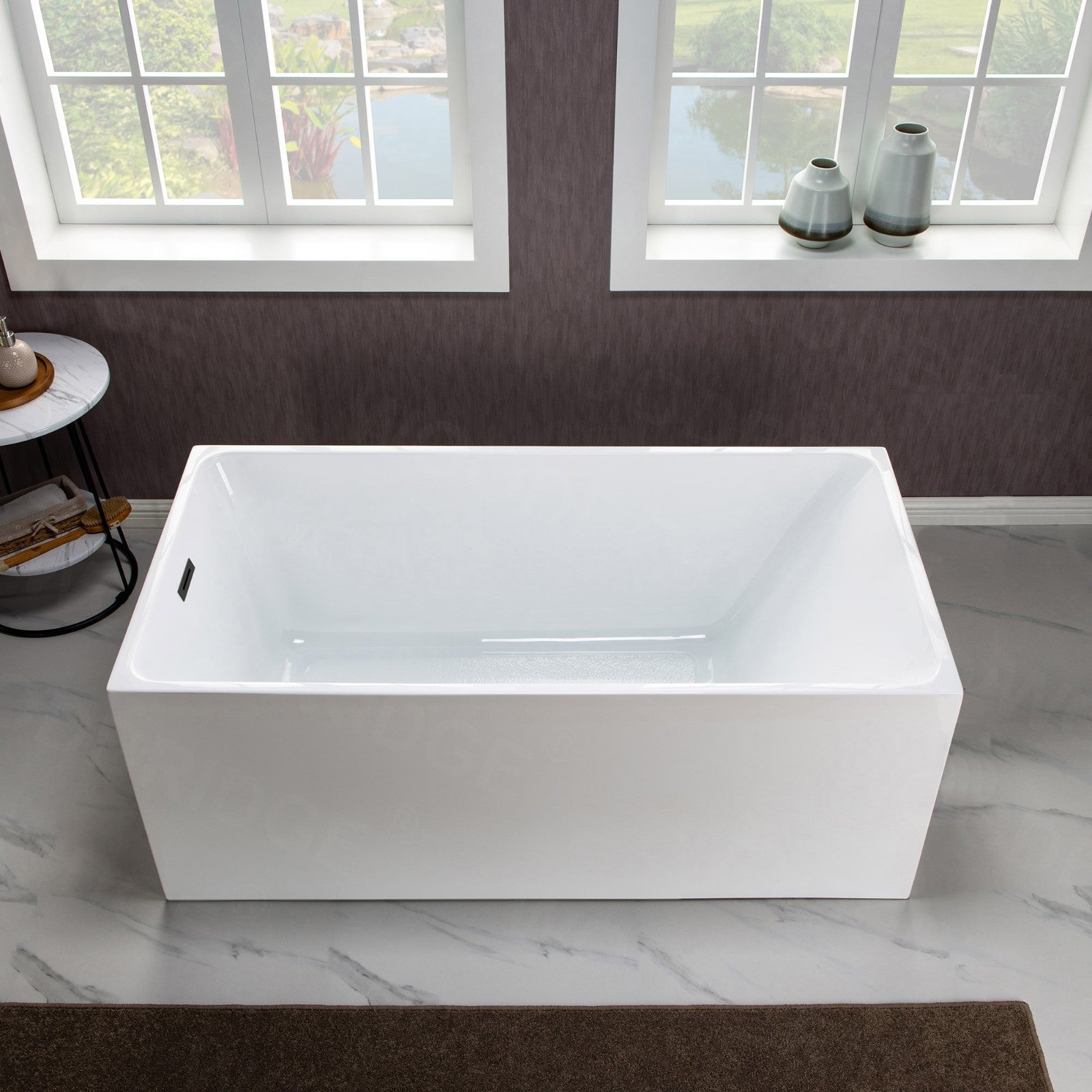 WOODBRIDGE 67" Acrylic Freestanding Contemporary Soaking Bathtub with Drain & Overflow – B-0086 Series