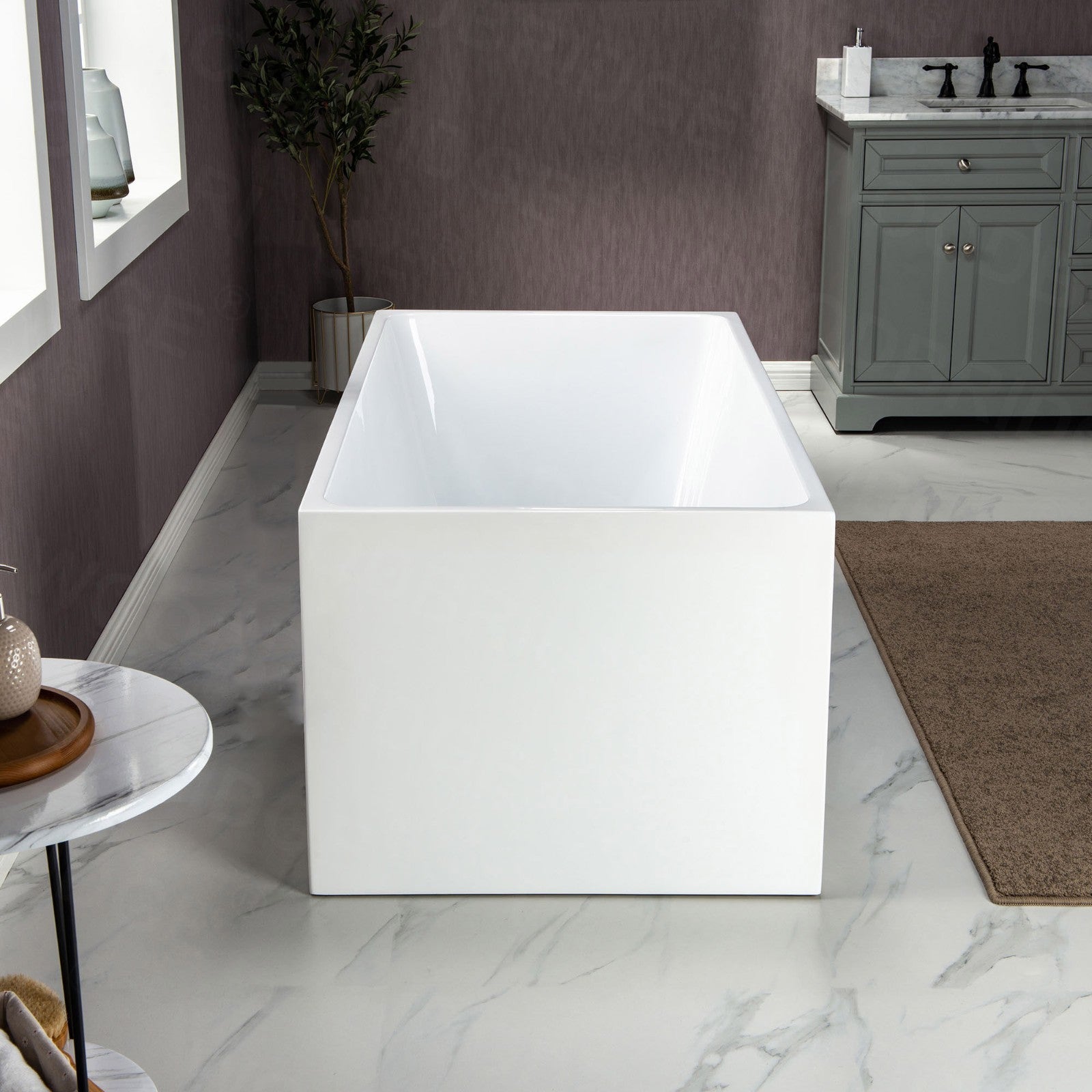 WOODBRIDGE 67" Acrylic Freestanding Contemporary Soaking Bathtub with Drain & Overflow – B-0086 Series