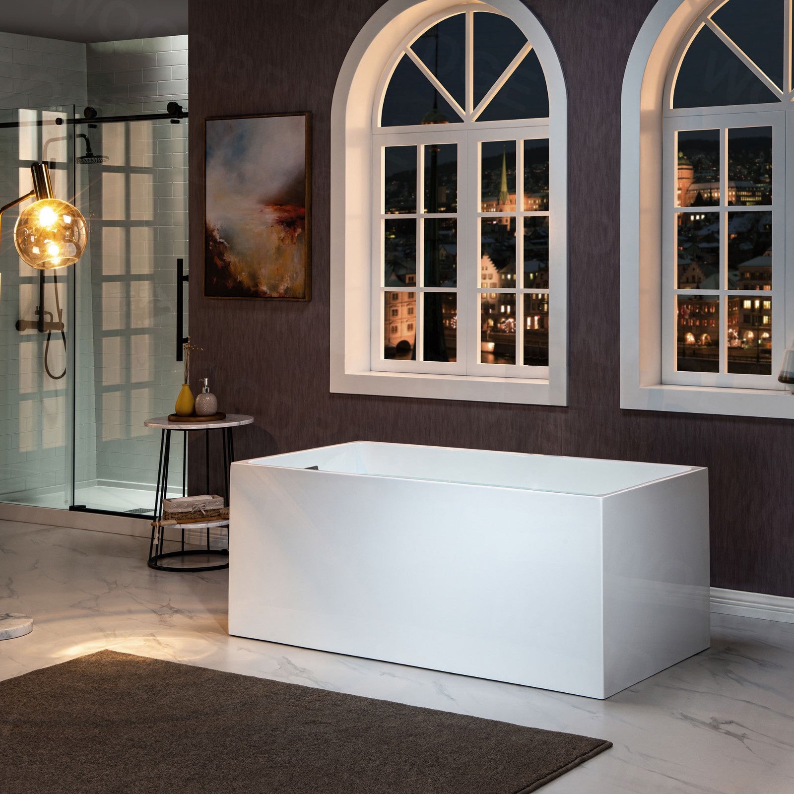 WOODBRIDGE 67" Acrylic Freestanding Contemporary Soaking Bathtub with Drain & Overflow – B-0086 Series