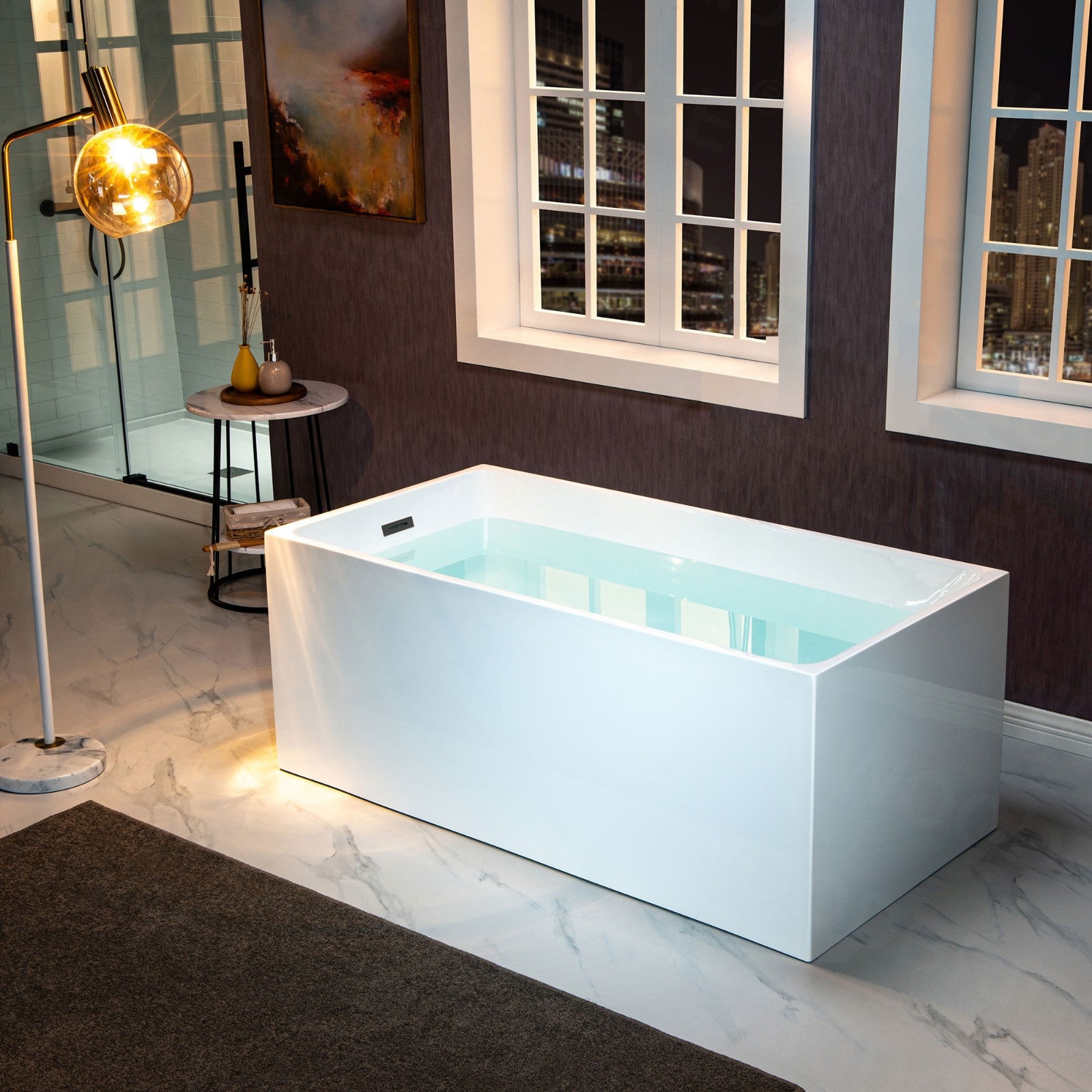 WOODBRIDGE 67" Acrylic Freestanding Contemporary Soaking Bathtub with Drain & Overflow – B-0086 Series