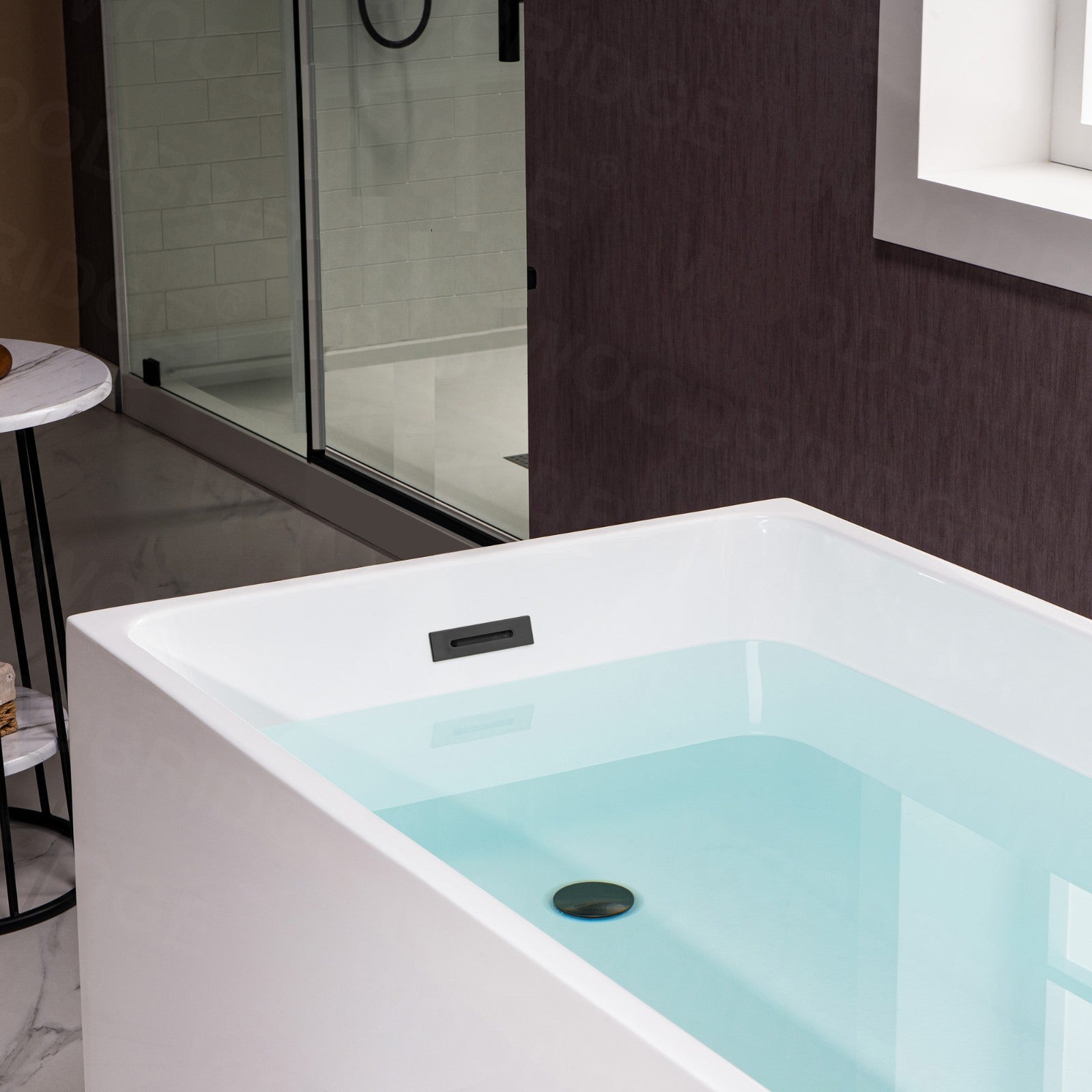 WOODBRIDGE 67" Acrylic Freestanding Contemporary Soaking Bathtub with Drain & Overflow – B-0086 Series