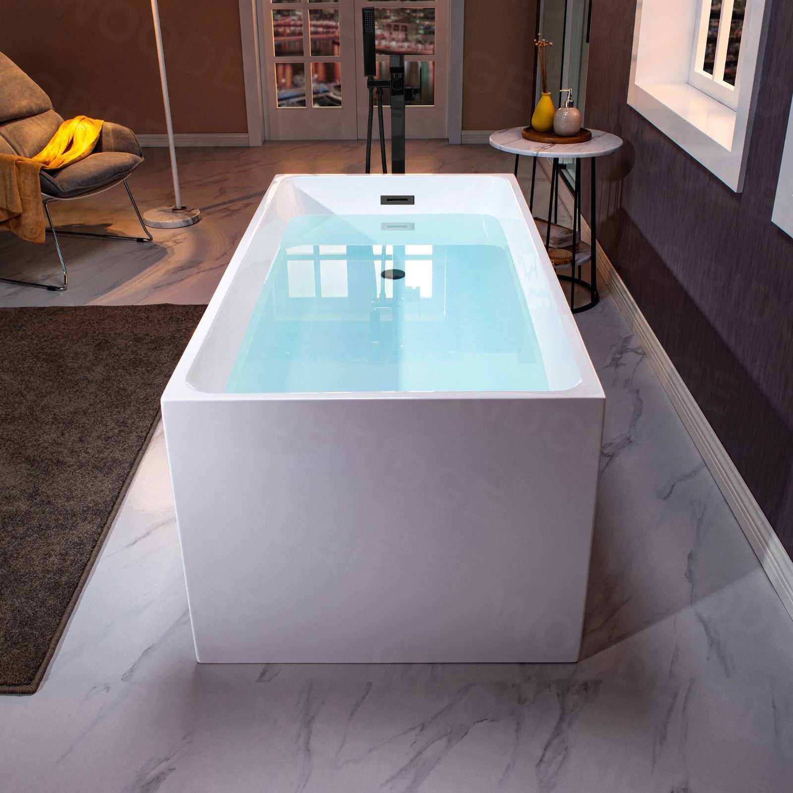 WOODBRIDGE 67" Acrylic Freestanding Contemporary Soaking Bathtub with Drain & Overflow – B-0086 Series