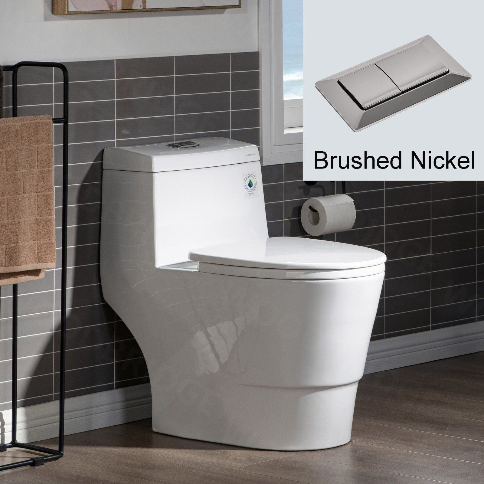 WOODBRIDGE One Piece Toilet with Soft Closing Seat, Chair Height, 1.28 GPF Dual, Water Sensed, 1000 Gram MaP Flushing Score Toilet