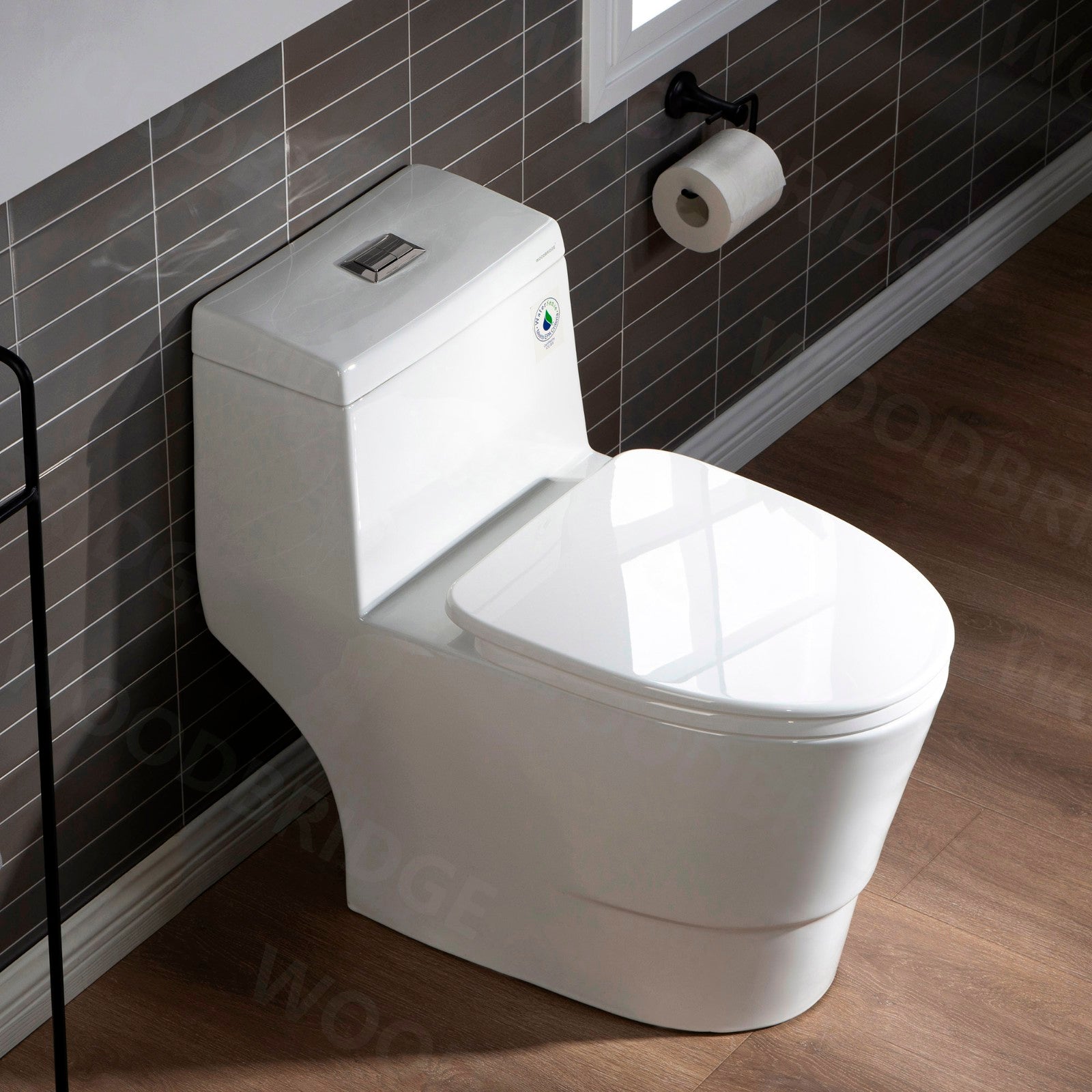WOODBRIDGE One Piece Toilet with Soft Closing Seat, Chair Height, 1.28 GPF Dual, Water Sensed, 1000 Gram MaP Flushing Score Toilet