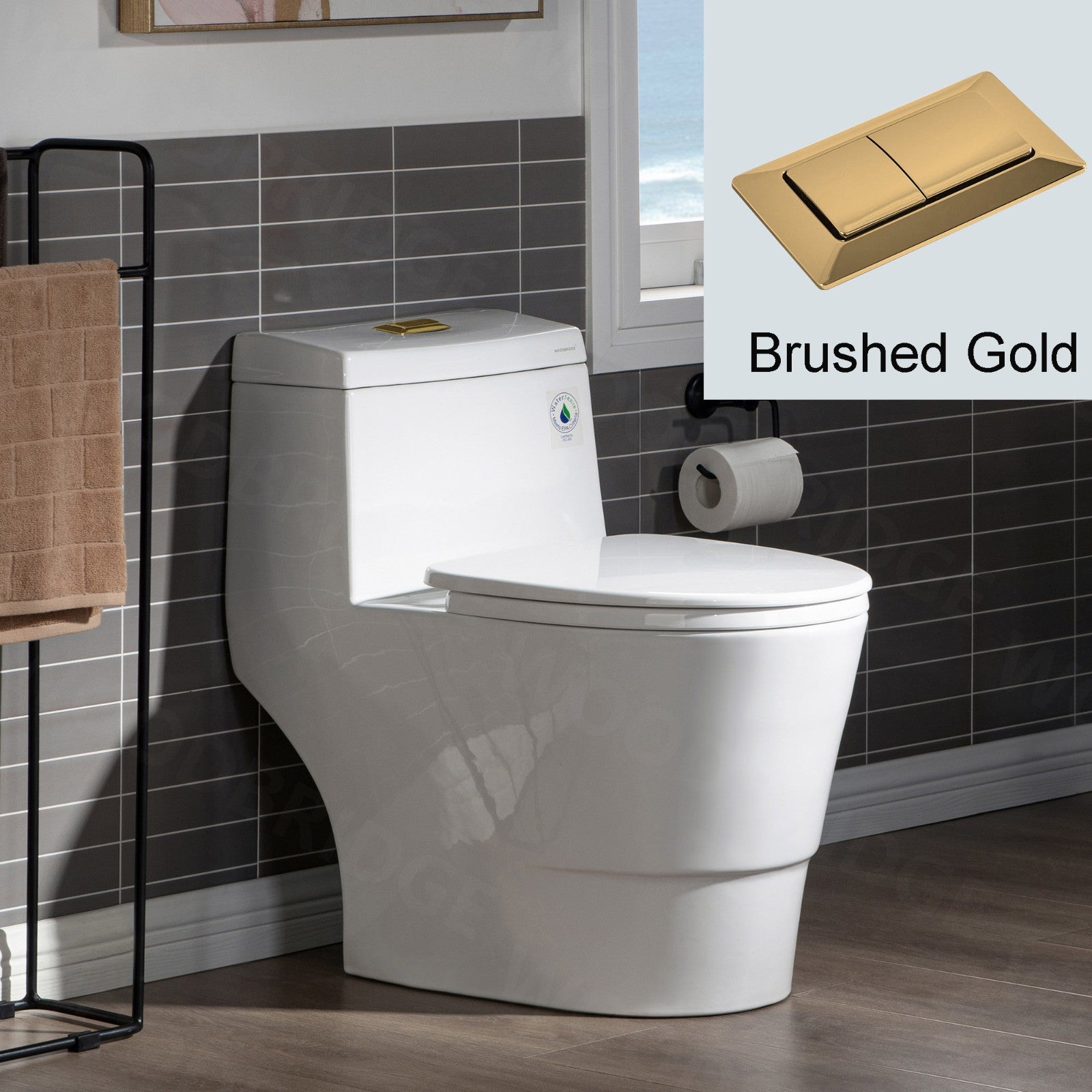 WOODBRIDGE One Piece Toilet with Soft Closing Seat, Chair Height, 1.28 GPF Dual, Water Sensed, 1000 Gram MaP Flushing Score Toilet