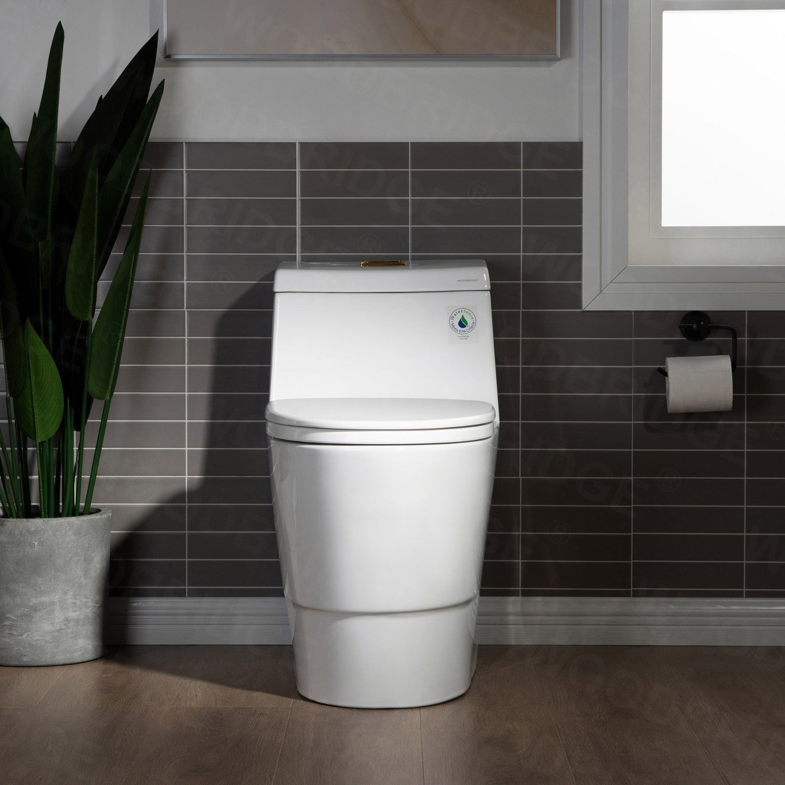 WOODBRIDGE One Piece Toilet with Soft Closing Seat, Chair Height, 1.28 GPF Dual, Water Sensed, 1000 Gram MaP Flushing Score Toilet