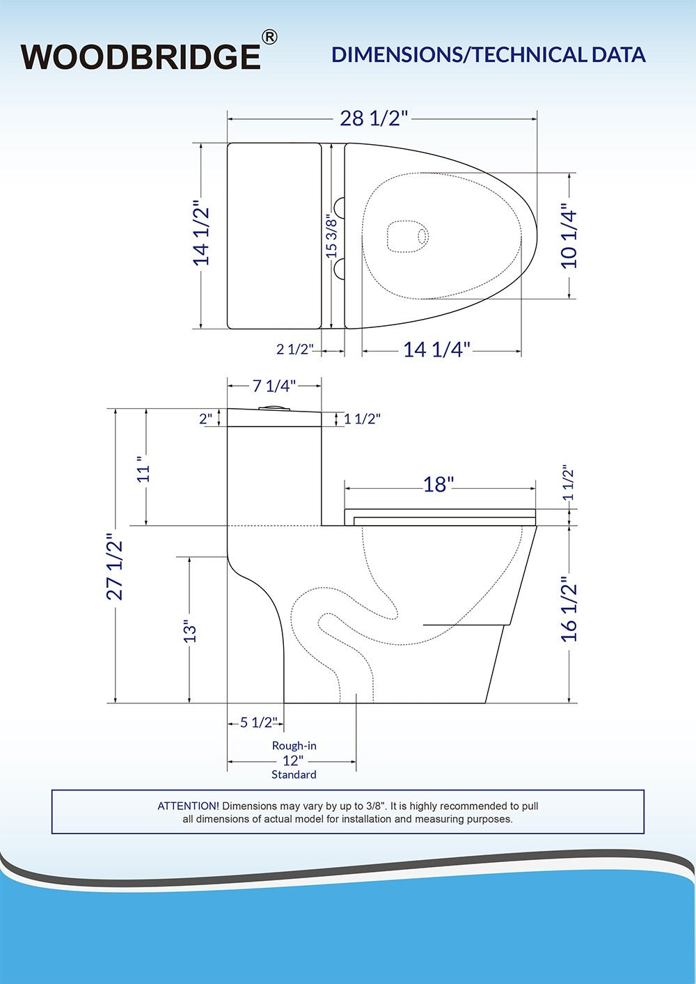 WOODBRIDGE T0001 One Piece Toilet – Dual Flush, Chair Height, 1000g MaP