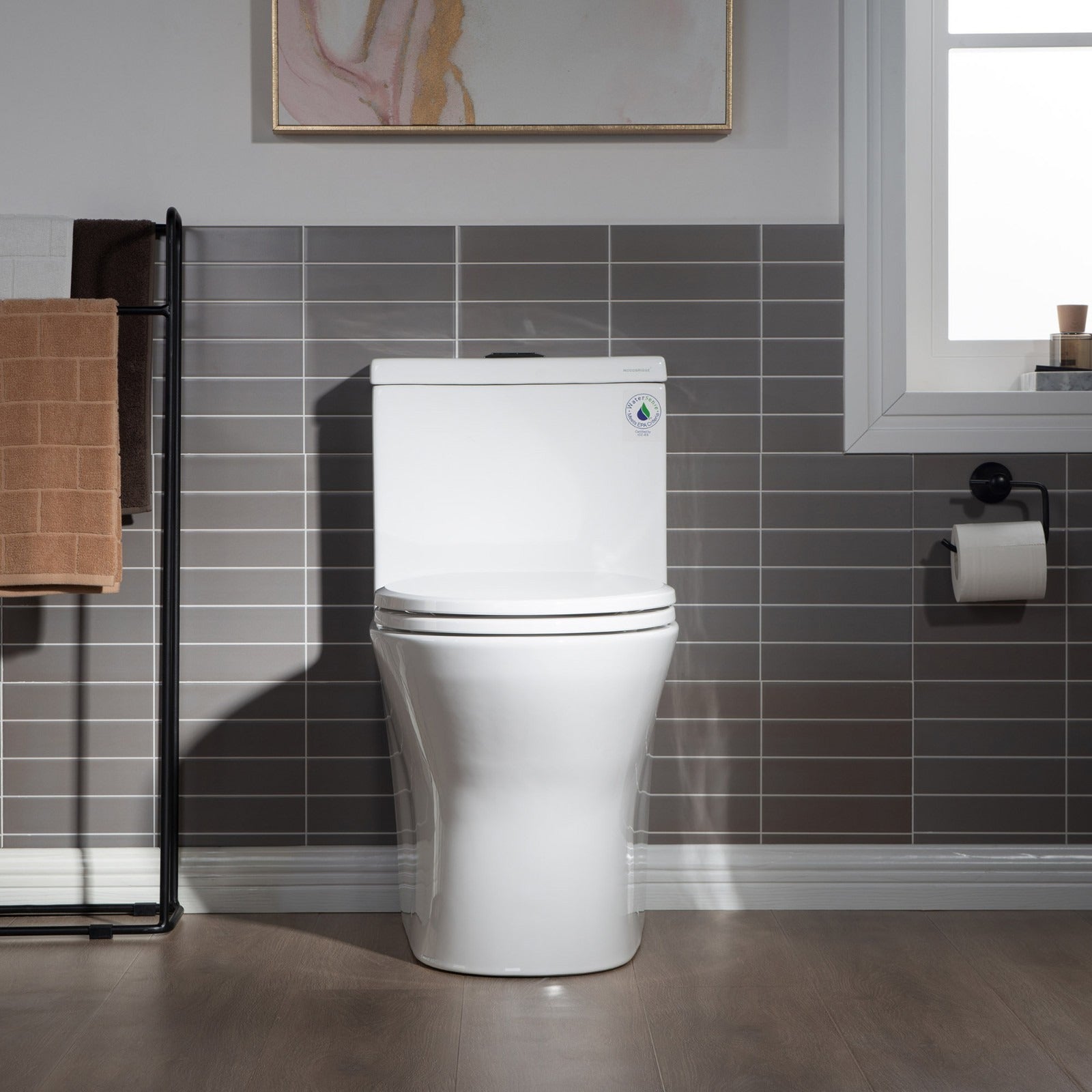 WOODBRIDGE One Piece Short Compact Bathroom Tiny Mini Commode Water Closet Dual Flush Concealed Trapway, T0031