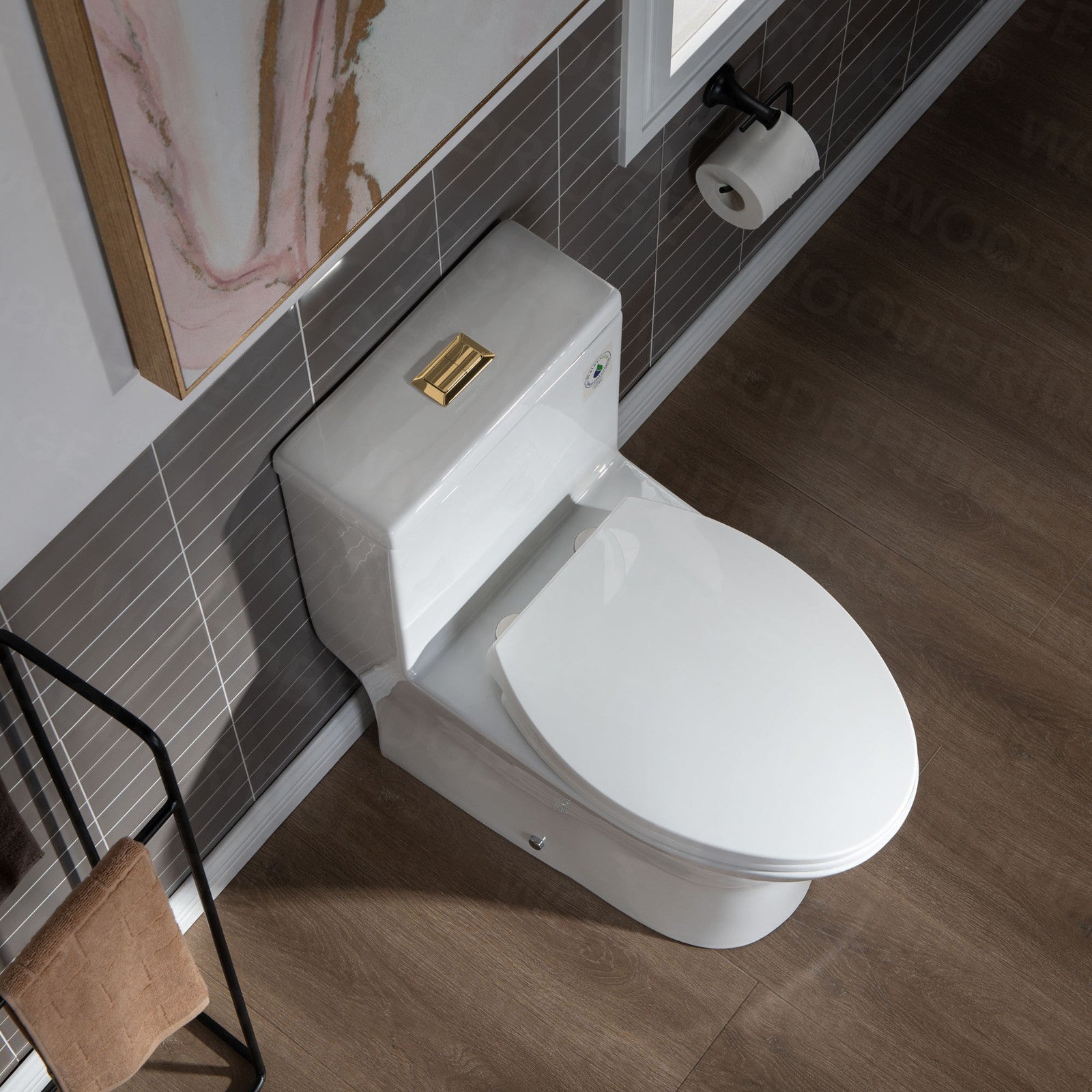 WOODBRIDGE Modern One Piece Dual Flush 1.28 GP Toilet,with Soft Closing Seat