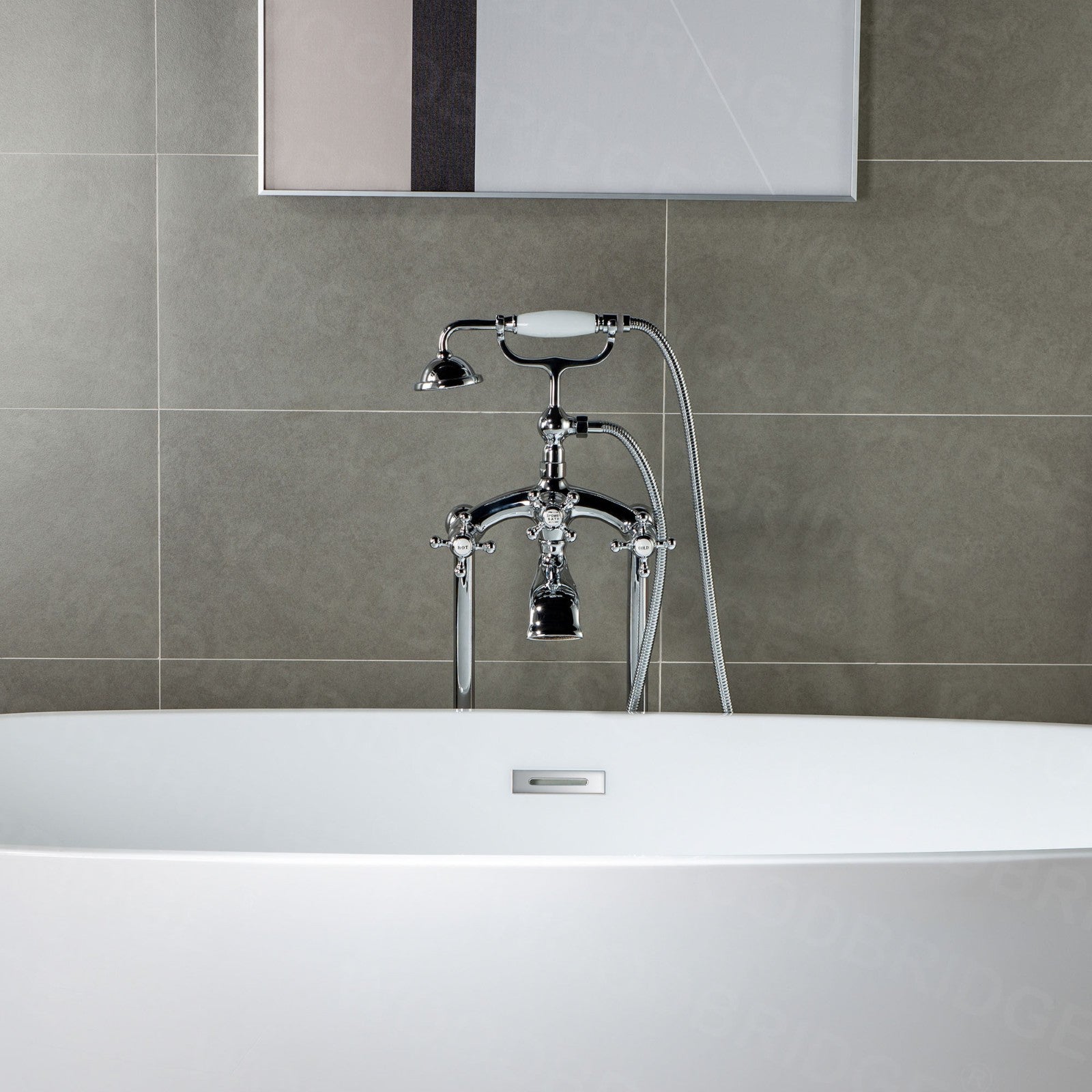 WOODBRIDGE F0018BN Freestanding Clawfoot Tub Filler Faucet with Hand Shower and Hose