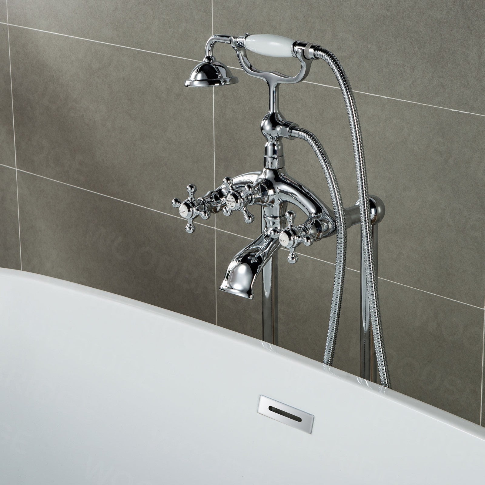 WOODBRIDGE F0018BN Freestanding Clawfoot Tub Filler Faucet with Hand Shower and Hose