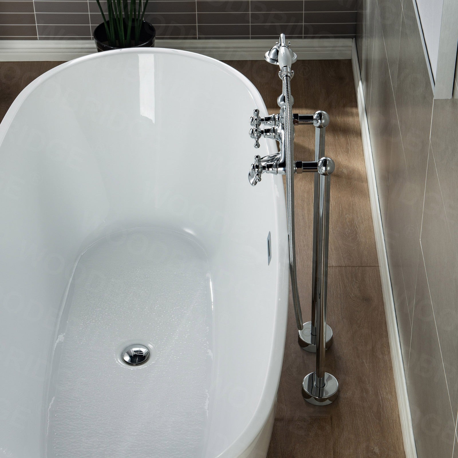 WOODBRIDGE F0018BN Freestanding Clawfoot Tub Filler Faucet with Hand Shower and Hose