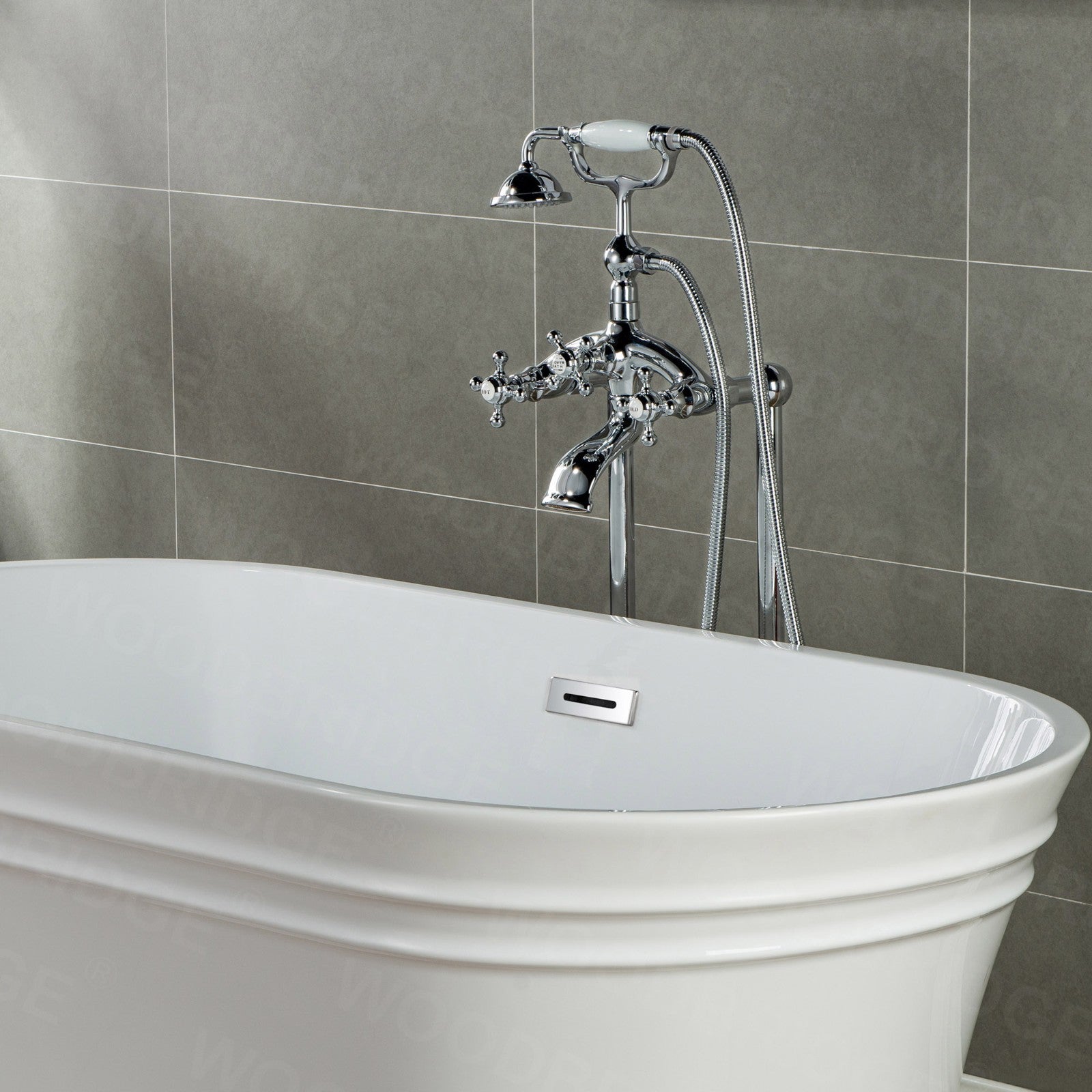 WOODBRIDGE F0018BN Freestanding Clawfoot Tub Filler Faucet with Hand Shower and Hose