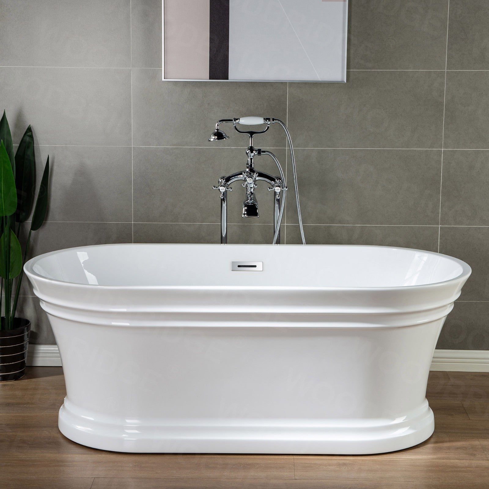 WOODBRIDGE F0018BN Freestanding Clawfoot Tub Filler Faucet with Hand Shower and Hose