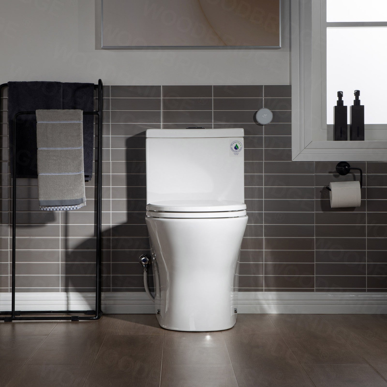 WOODBRIDGEE B0500-A Short Compact One Piece Toilet with Soft Closing Seat and Touchless Sensor Flush Kit, Small Toilet, White