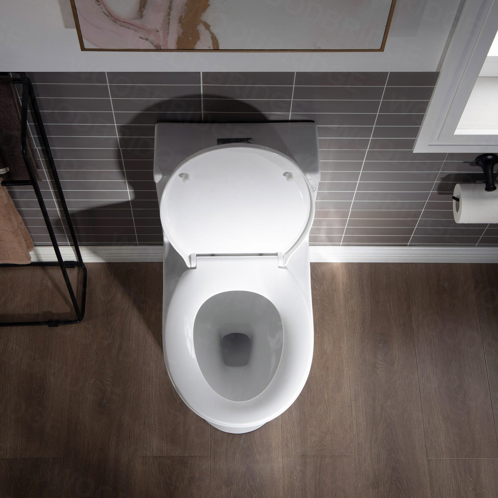 WOODBRIDGEE B0500-A Short Compact One Piece Toilet with Soft Closing Seat and Touchless Sensor Flush Kit, Small Toilet, White