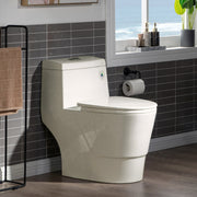 WOODBRIDGEE One Piece Toilet with Soft Closing Seat, Chair Height, 1.28 GPF Dual, Water Sensed, 1000 Gram MaP Flushing Score Toilet, Biscuit