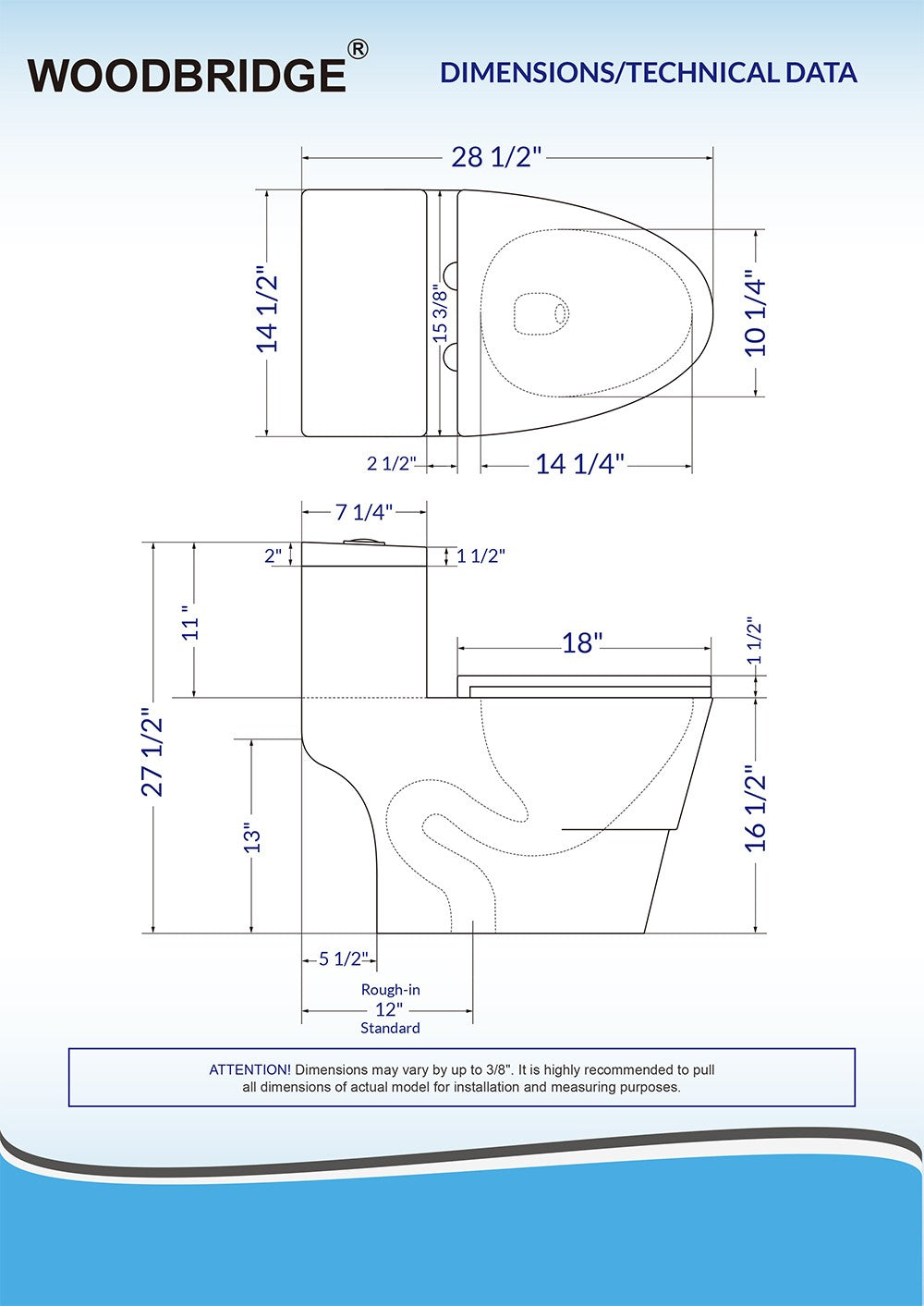 WOODBRIDGEE One Piece Toilet with Soft Closing Seat, Chair Height, 1.28 GPF Dual, Water Sensed, 1000 Gram MaP Flushing Score Toilet, Biscuit