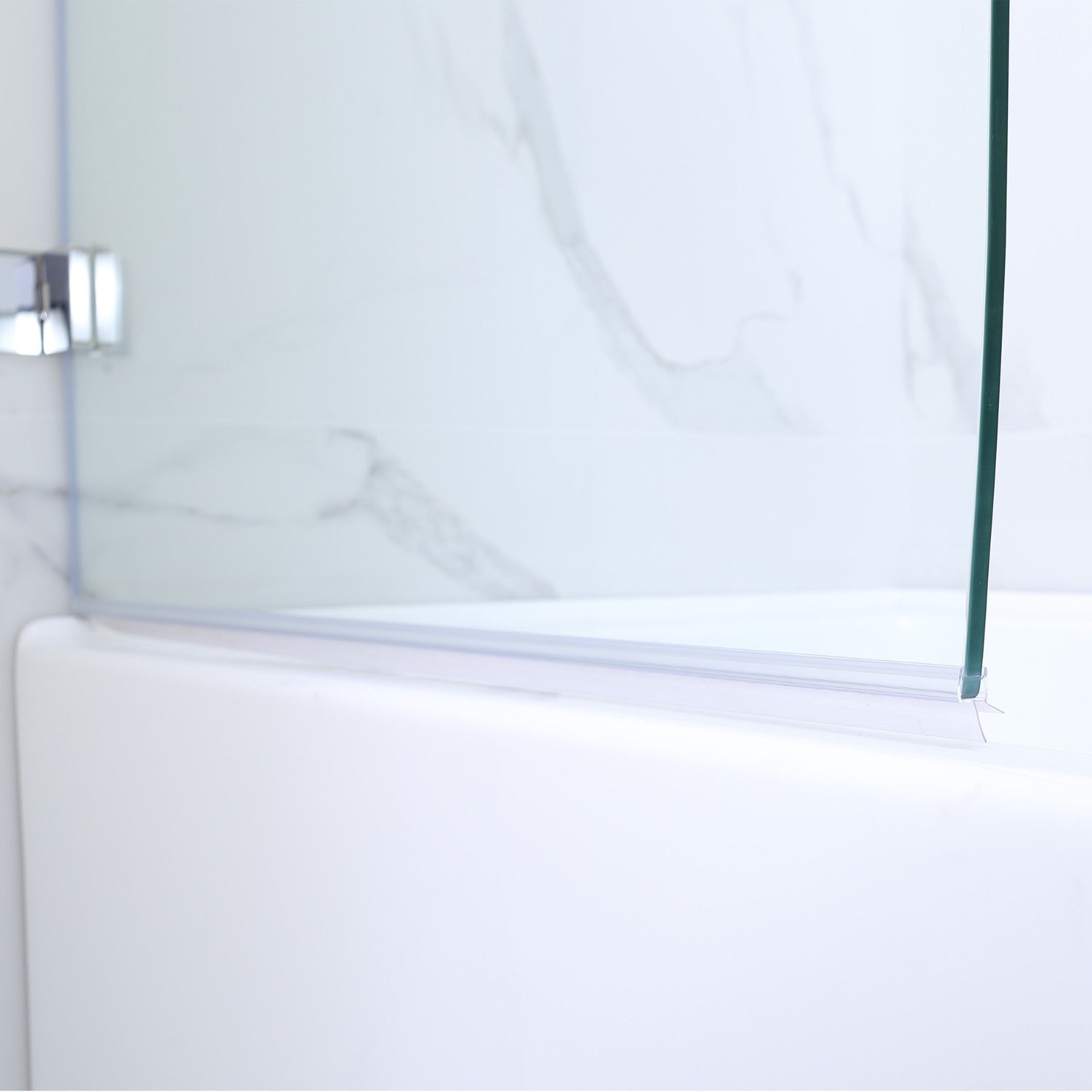WOODBRIDGE Frameless Hinged Bathtub Shower, 5/16" Tempered Panel, 34" W x 58" H Tub Glass Door,MTDB3458