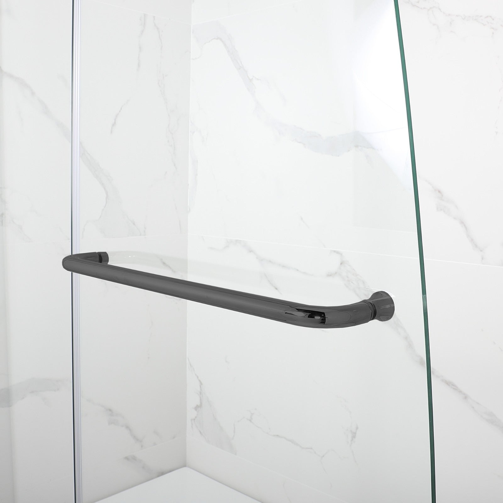 WOODBRIDGE Frameless Hinged Bathtub Shower, 5/16" Tempered Panel, 34" W x 58" H Tub Glass Door,MTDB3458