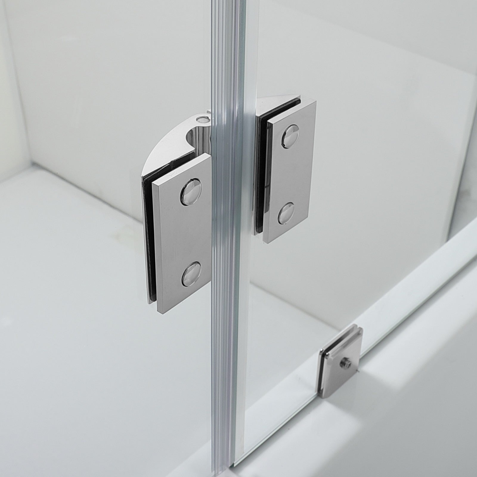 WOODBRIDGE Frameless Hinged Bathtub Shower, 5/16" Tempered Panel, 48-3/8" W x 58" H Tub Glass Door, MTDB4958